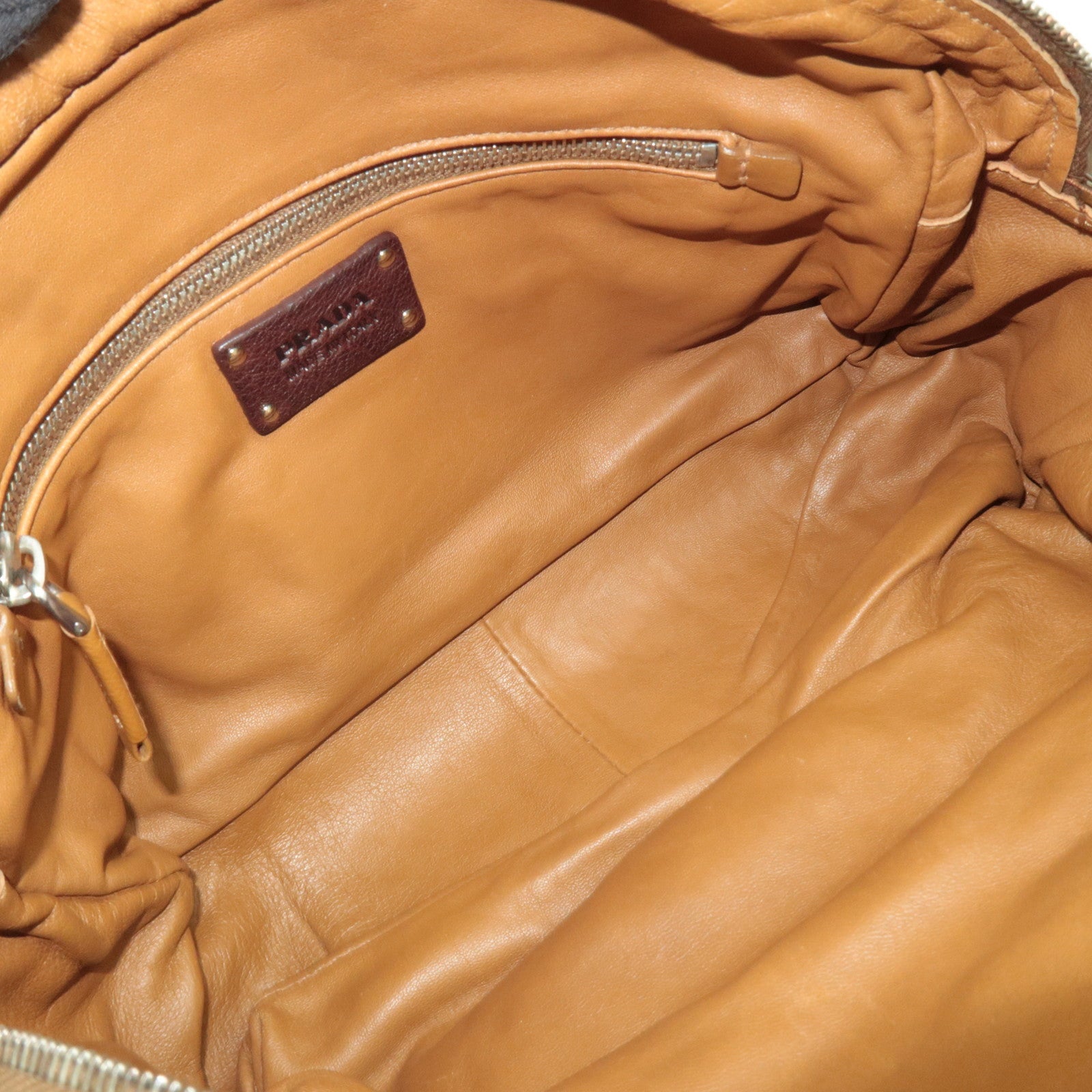 PRADA Shoulder Bag Washed Leather Brown BR2804 *Dust bag, G card