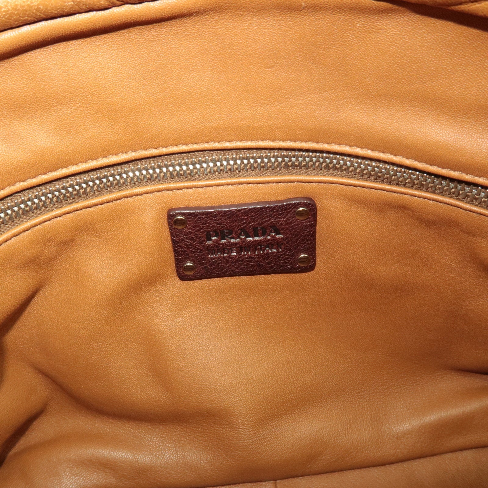 PRADA Shoulder Bag Washed Leather Brown BR2804 *Dust bag, G card