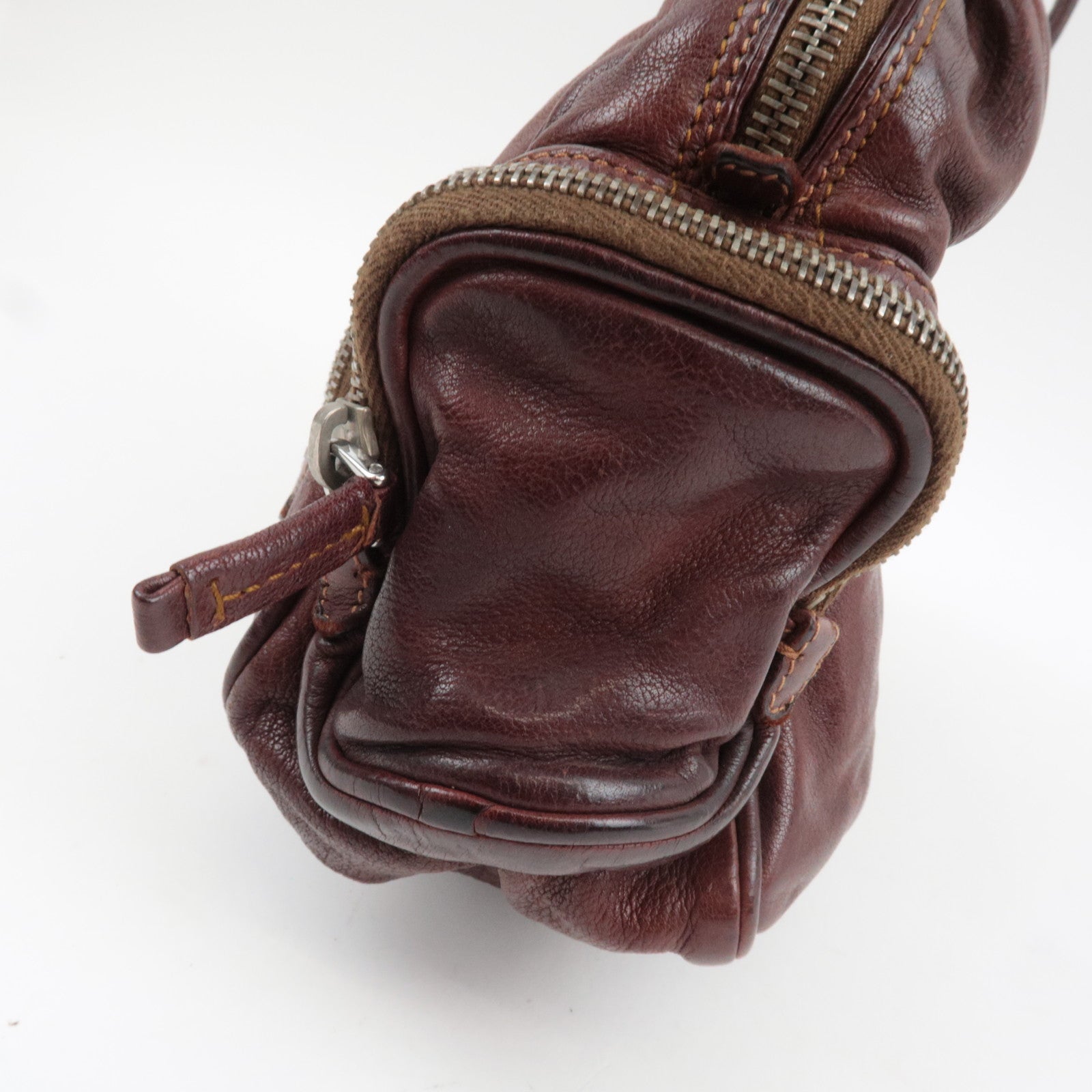 PRADA Shoulder Bag Washed Leather Brown BR2804 *Dust bag, G card