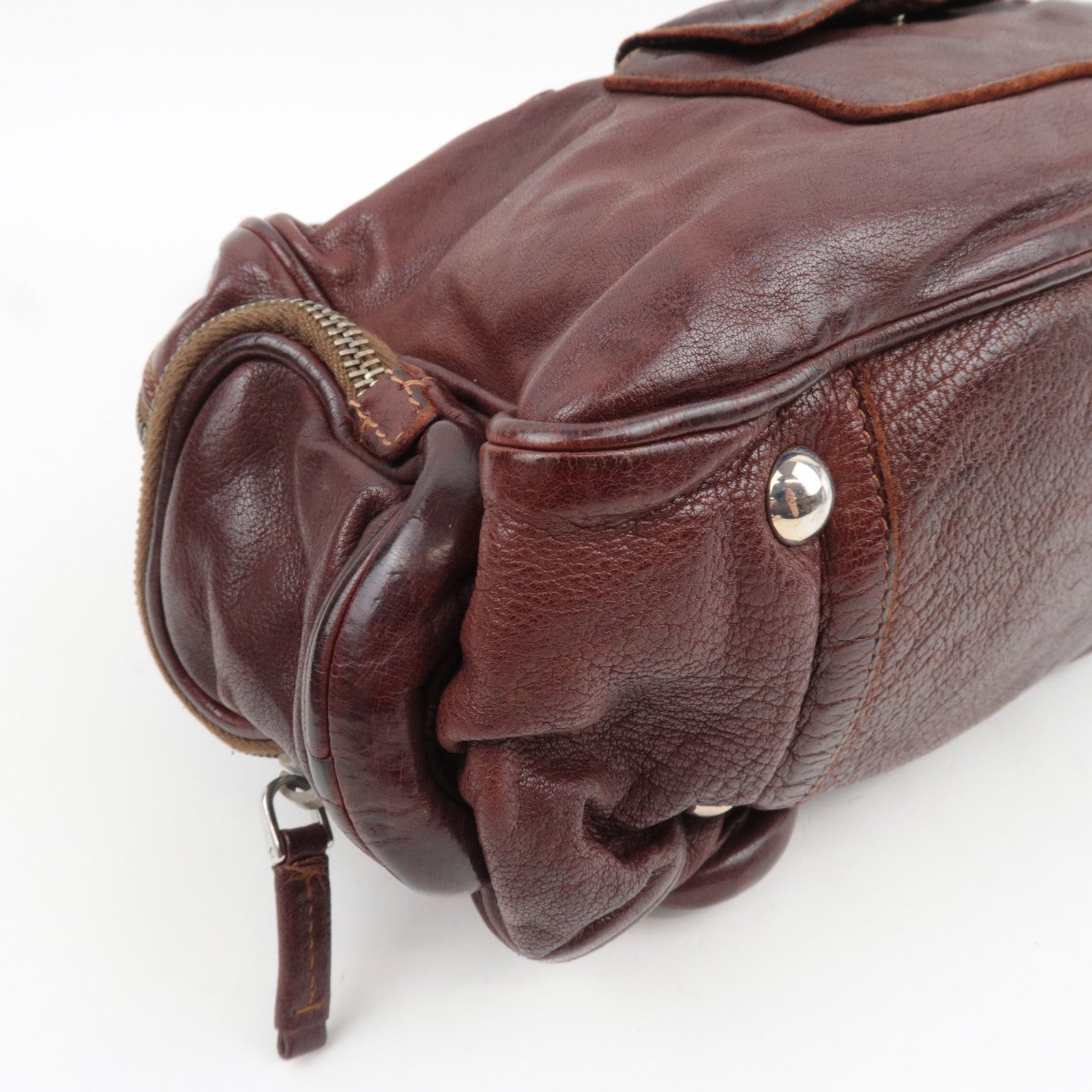 PRADA Shoulder Bag Washed Leather Brown BR2804 *Dust bag, G card