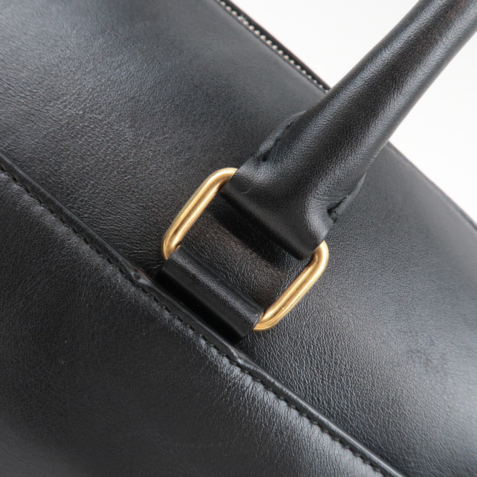 SAINT LAURENT Classic Duffle 6 Boston Bag Leather Black 322049 *Clochette