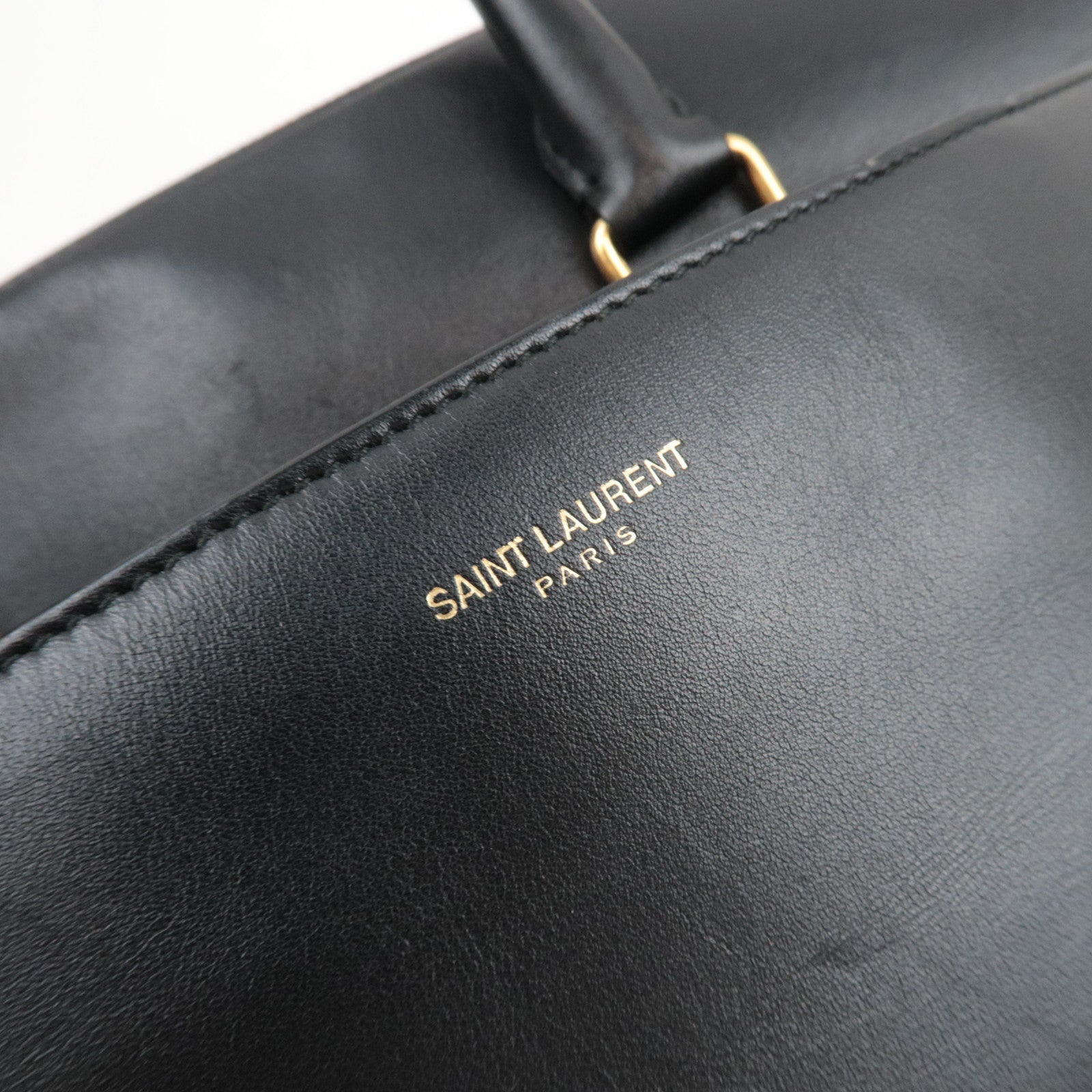 SAINT LAURENT Classic Duffle 6 Boston Bag Leather Black 322049 *Clochette