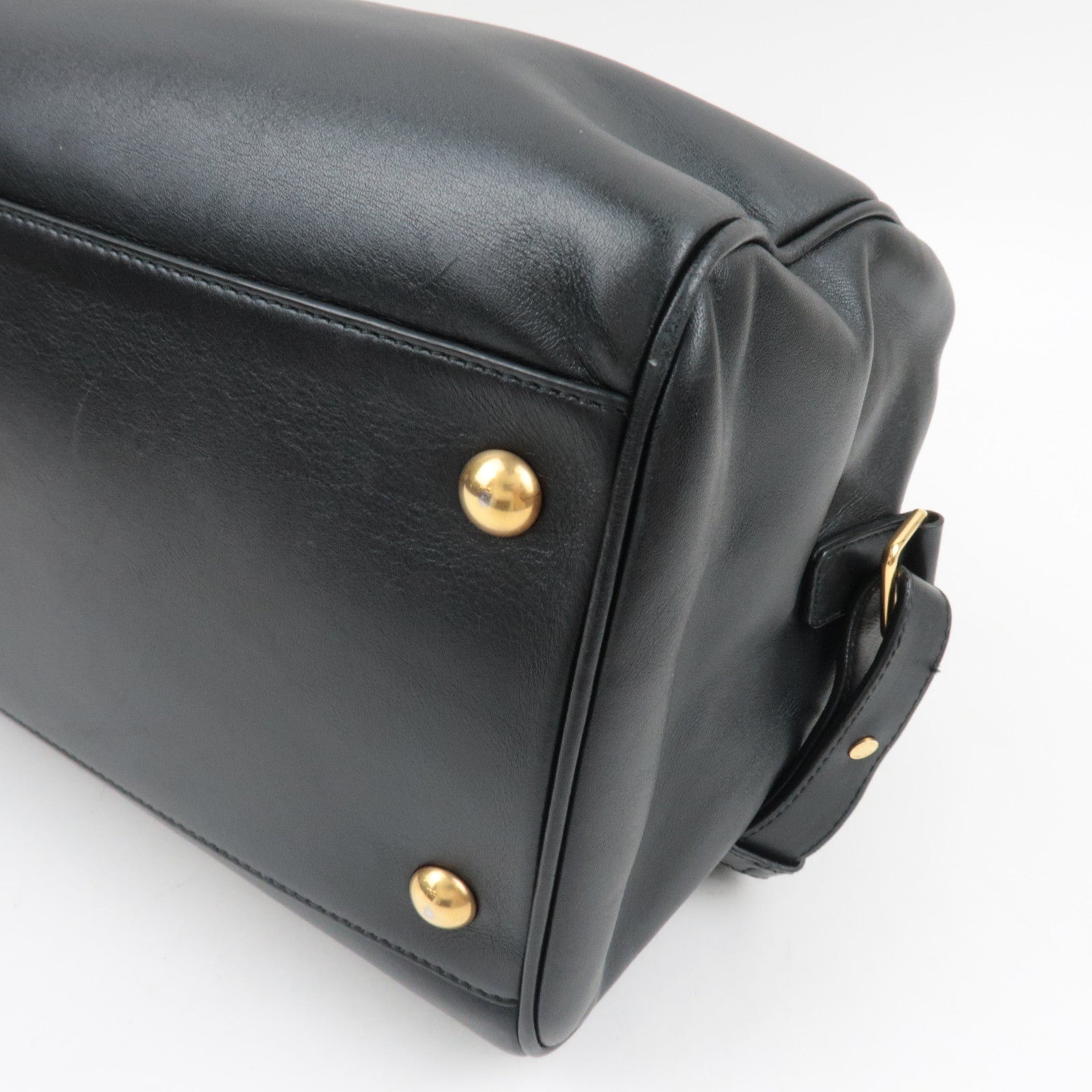 SAINT LAURENT Classic Duffle 6 Boston Bag Leather Black 322049 *Clochette