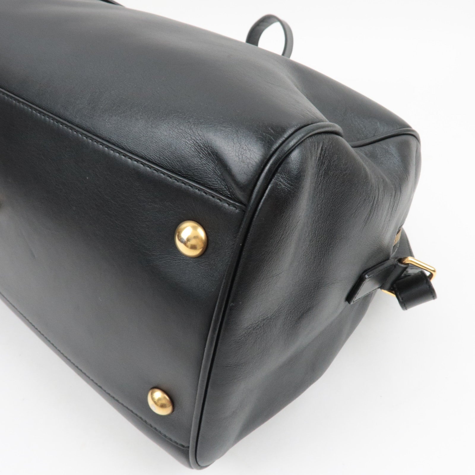 SAINT LAURENT Classic Duffle 6 Boston Bag Leather Black 322049 *Clochette