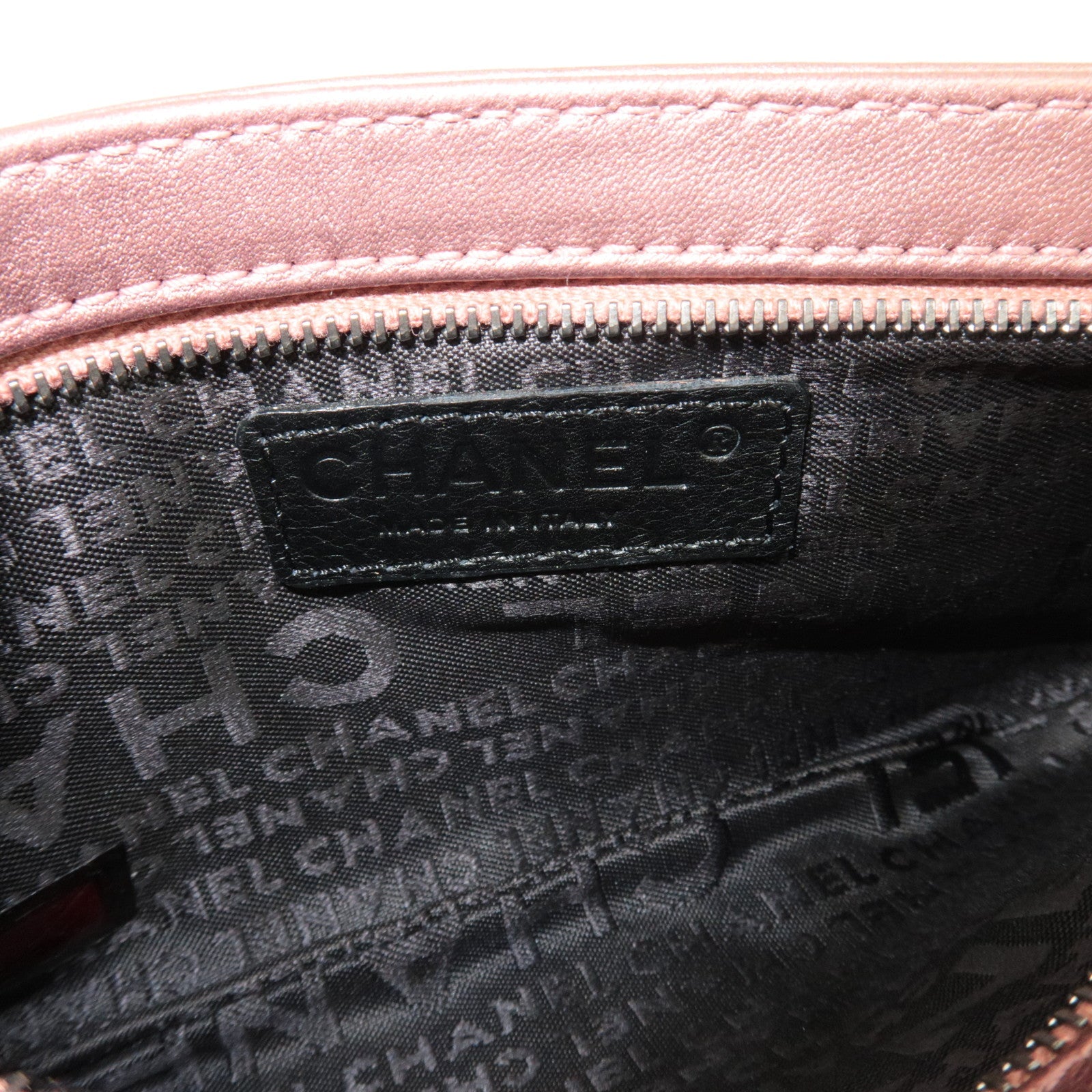 CHANEL Camellia Chain Shoulder Small Pouch Leather Metallic Pink 8609947 *G card