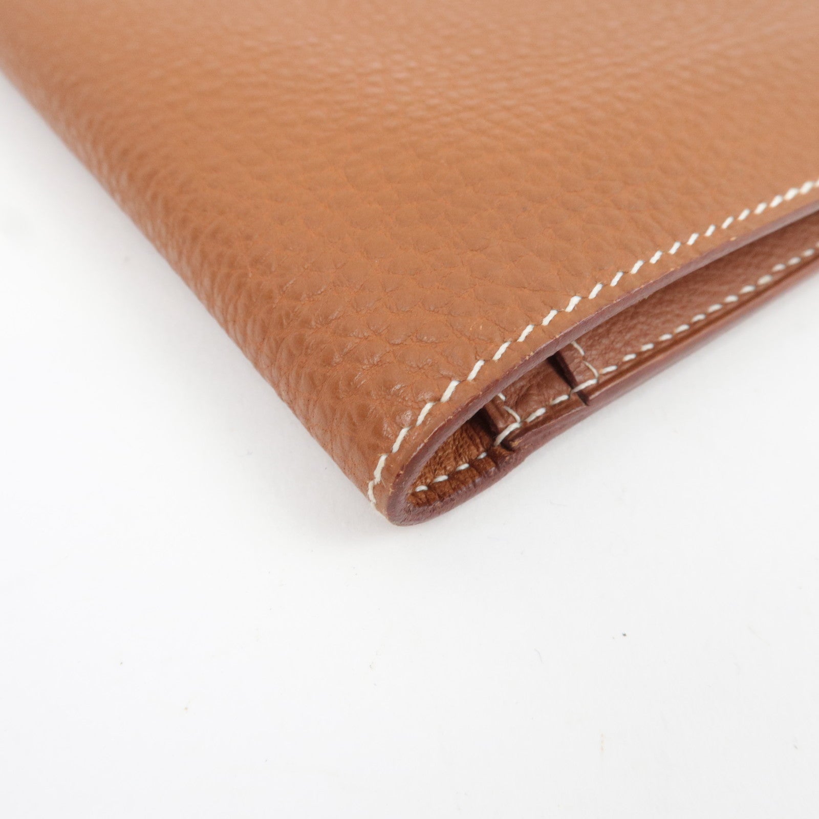 HERMES Dogon GM Bill Wallet □C Stamp (1999) Taurillon Clemence Gold *Pouch Missing