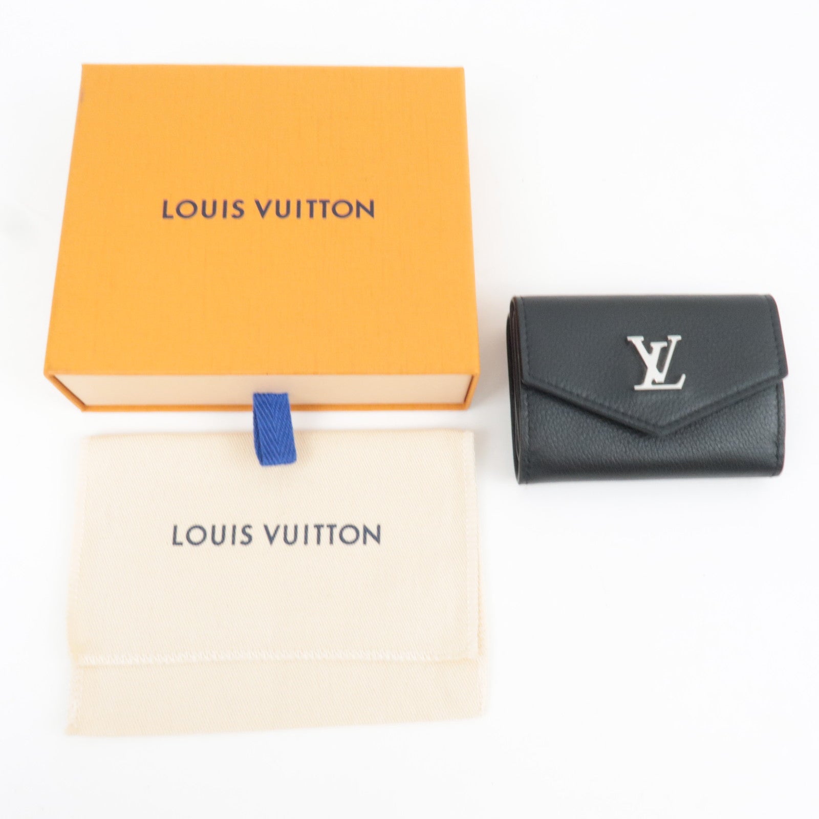 Louis Vuitton Portefeuille Lock Mini Tri-Fold Wallet Noir M63921 RFID *Box, Dust bag