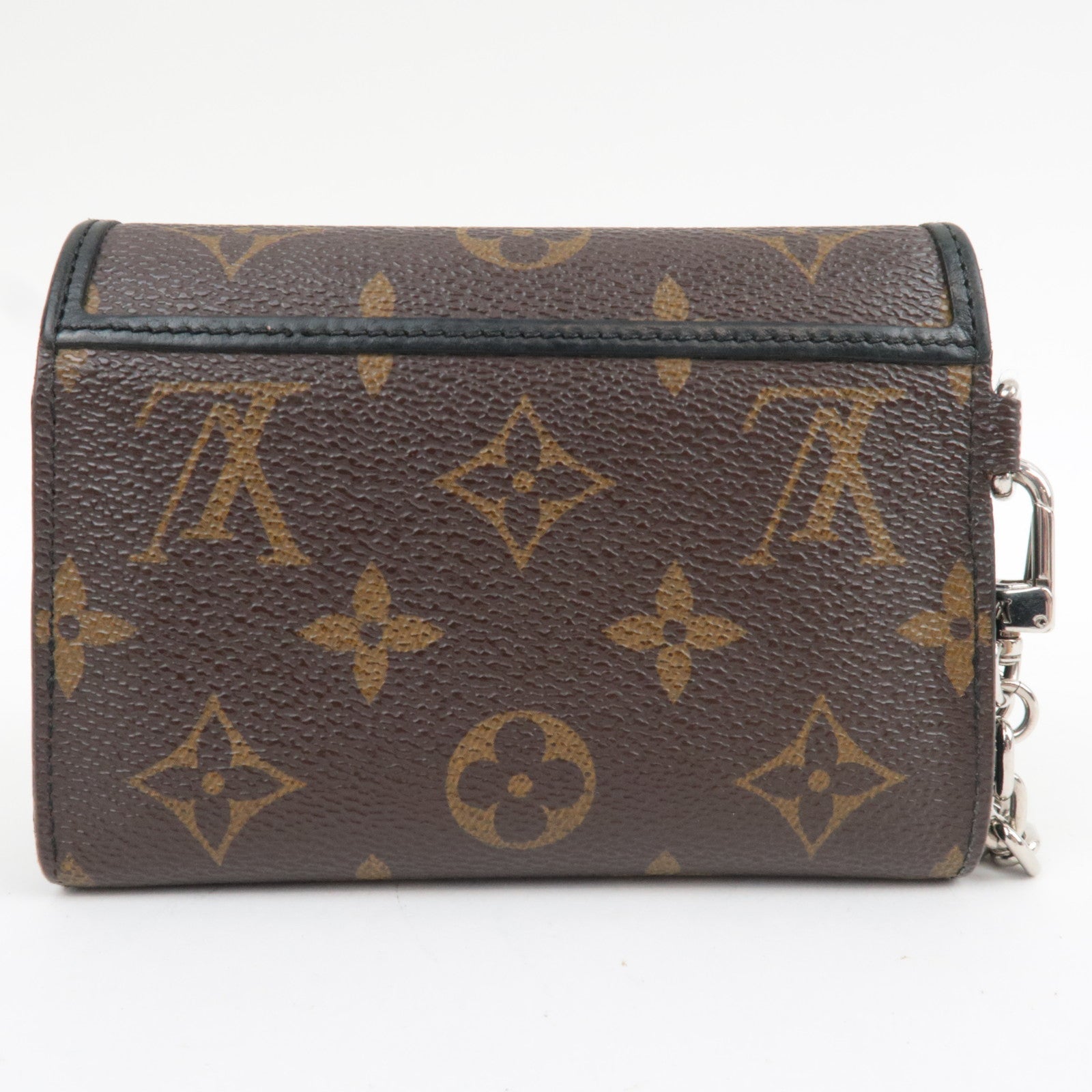 Louis Vuitton Monogram Macassar Portefeuille Compact Small Wallet M0167 MI0161 *Box, Dust bag, Chain
