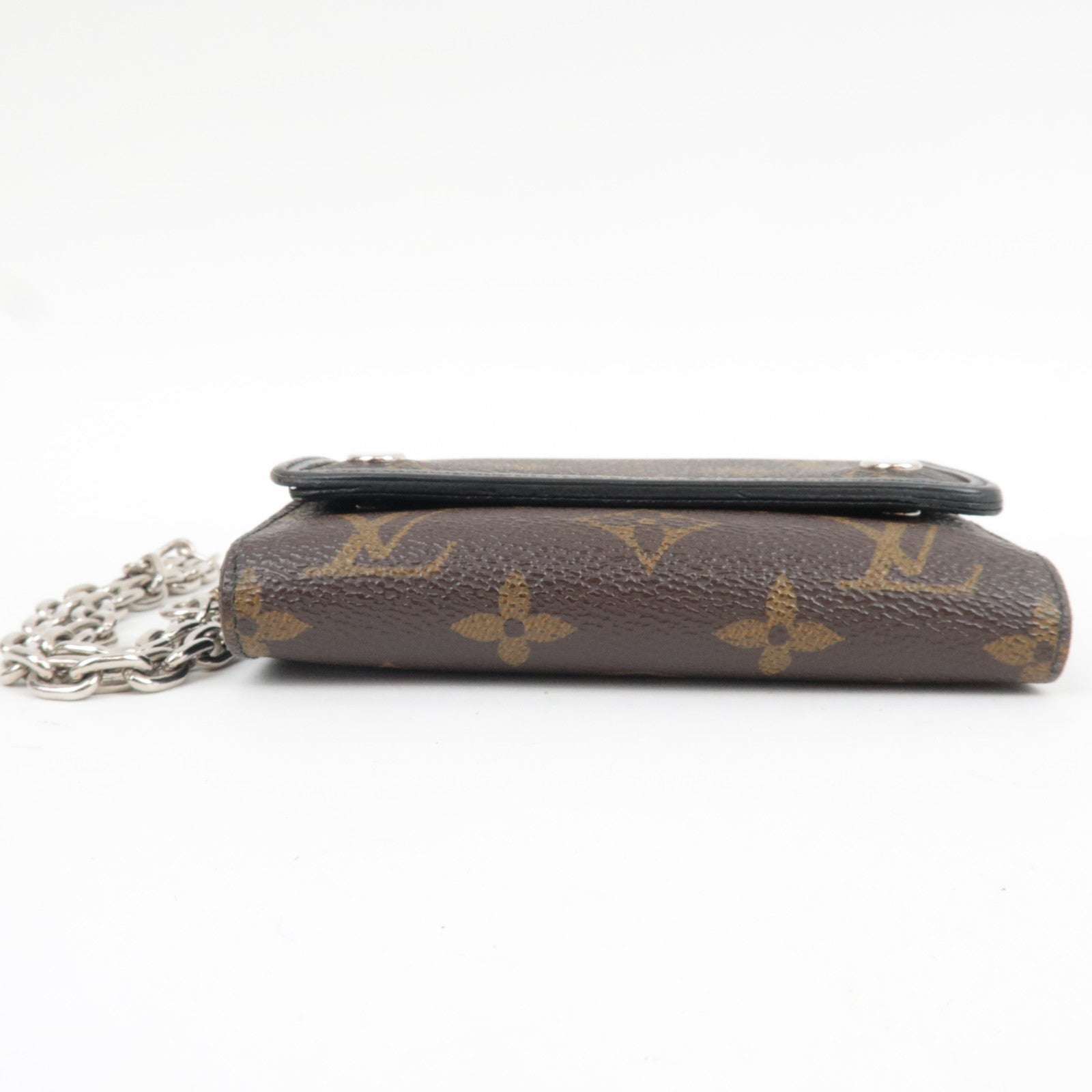 Louis Vuitton Monogram Macassar Portefeuille Compact Small Wallet M0167 MI0161 *Box, Dust bag, Chain