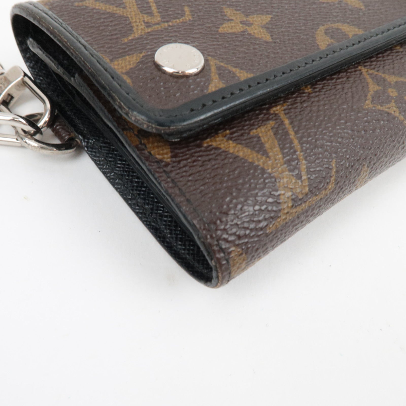 Louis Vuitton Monogram Macassar Portefeuille Compact Small Wallet M0167 MI0161 *Box, Dust bag, Chain
