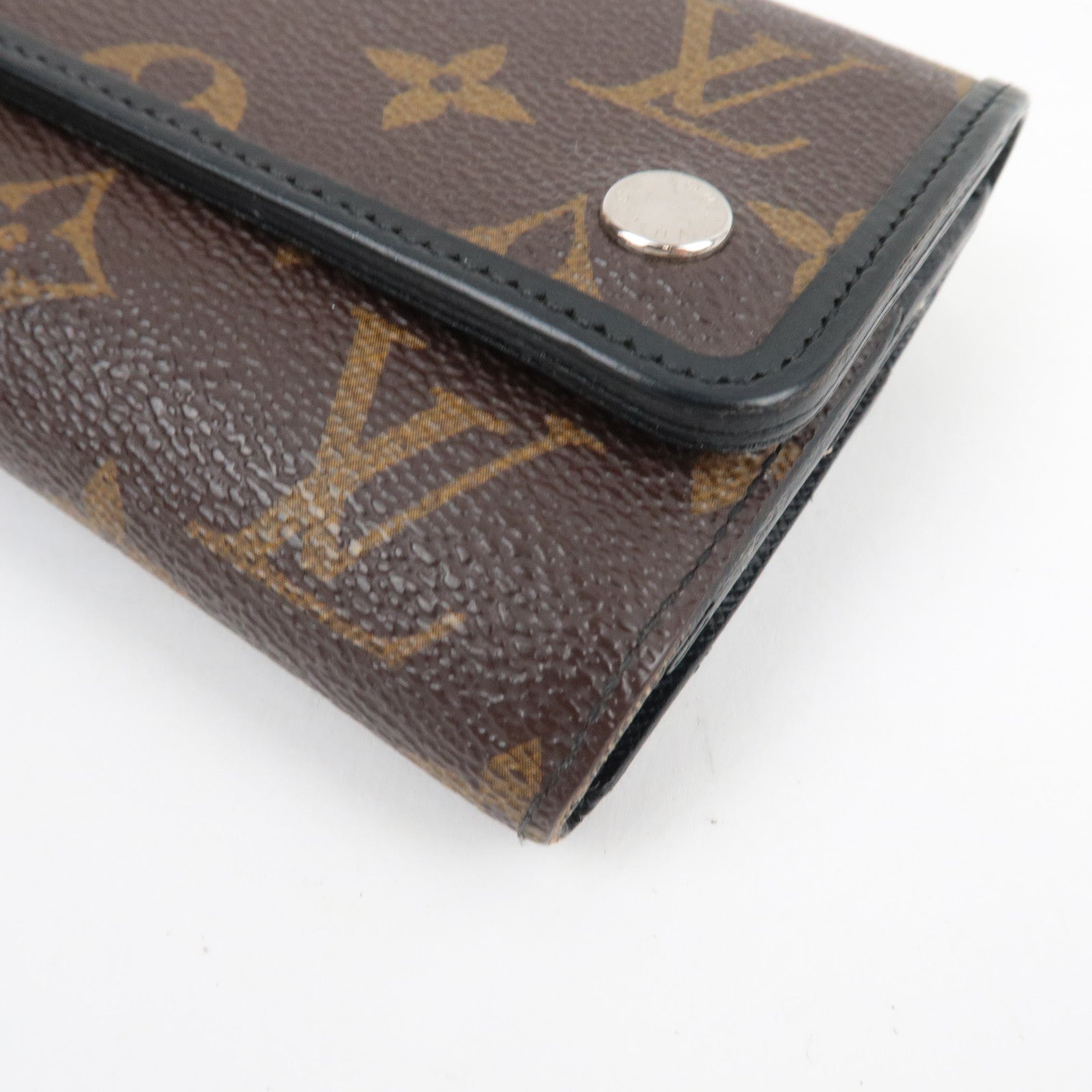 Louis Vuitton Monogram Macassar Portefeuille Compact Small Wallet M0167 MI0161 *Box, Dust bag, Chain