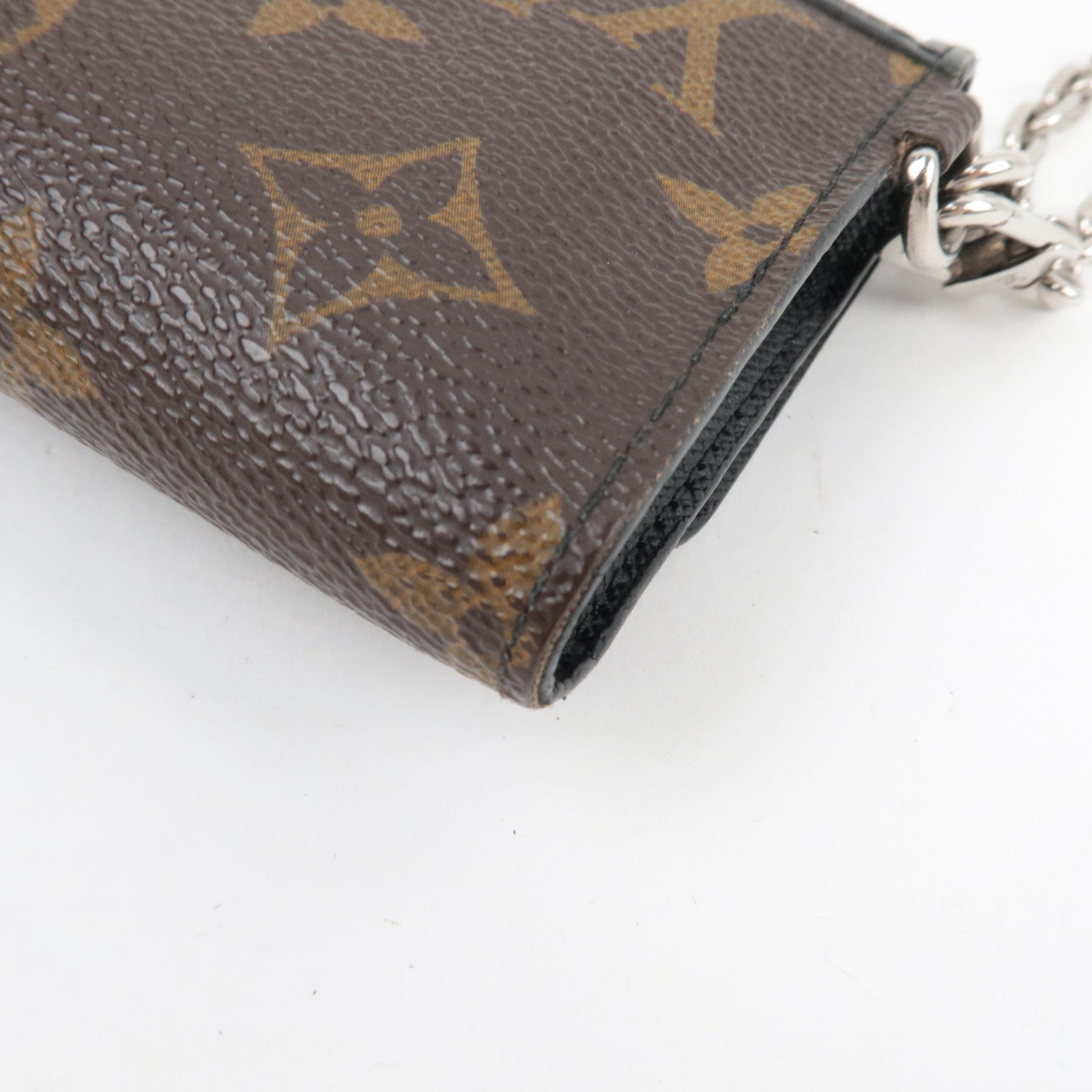 Louis Vuitton Monogram Macassar Portefeuille Compact Small Wallet M0167 MI0161 *Box, Dust bag, Chain