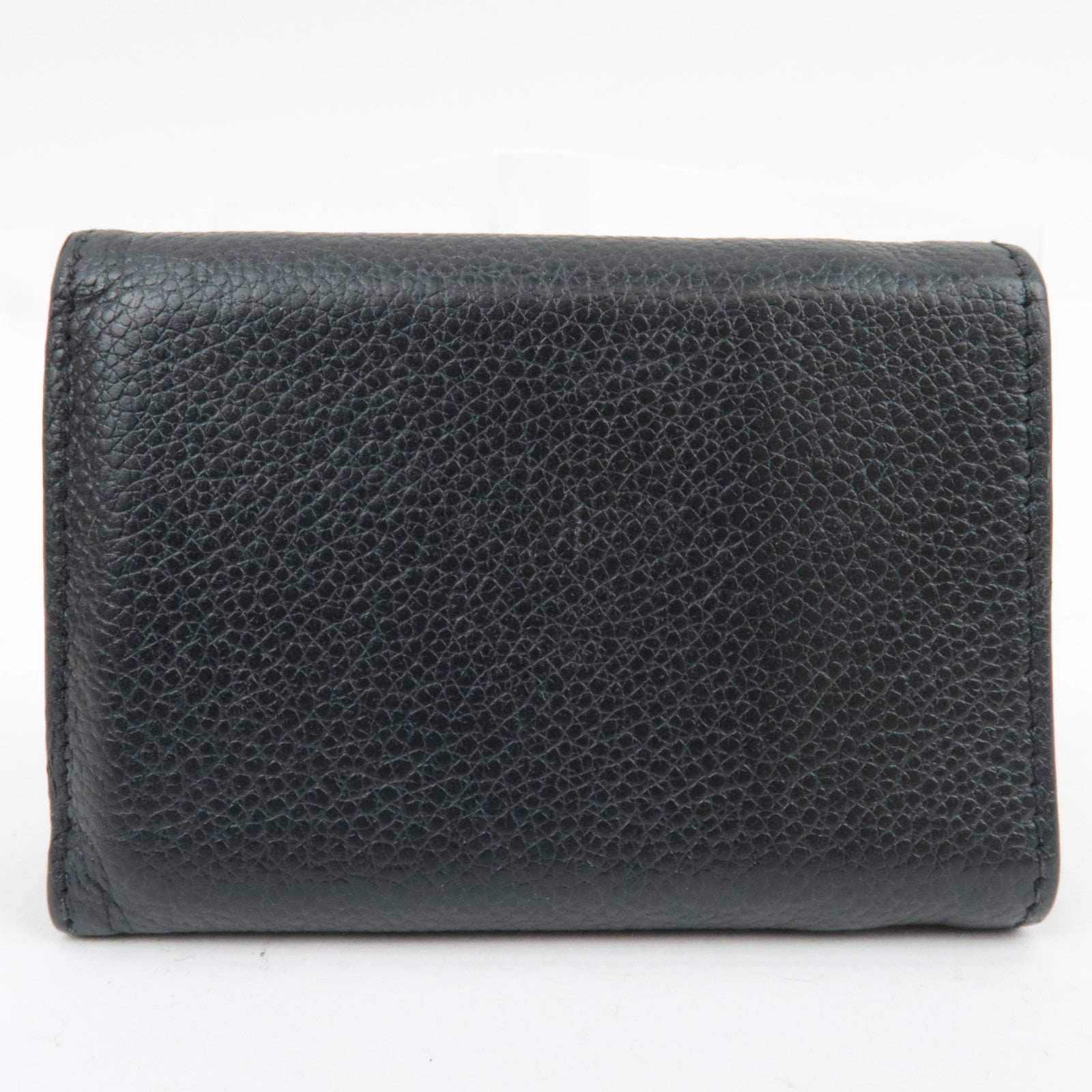 SAINT LAURENT YSL Origami Tiny Tri-Fold Wallet Leather Black Silver HDW 669959