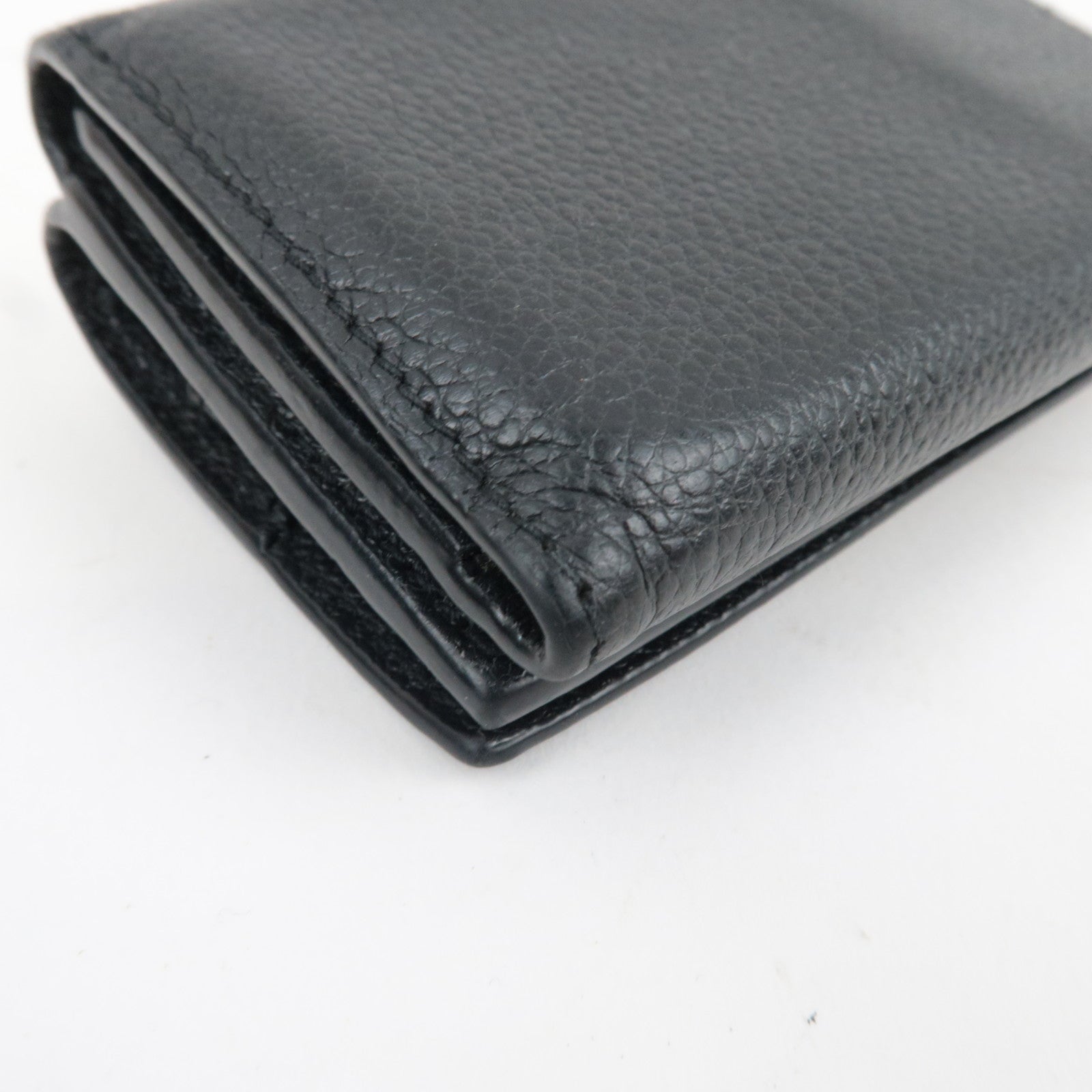 SAINT LAURENT YSL Origami Tiny Tri-Fold Wallet Leather Black Silver HDW 669959