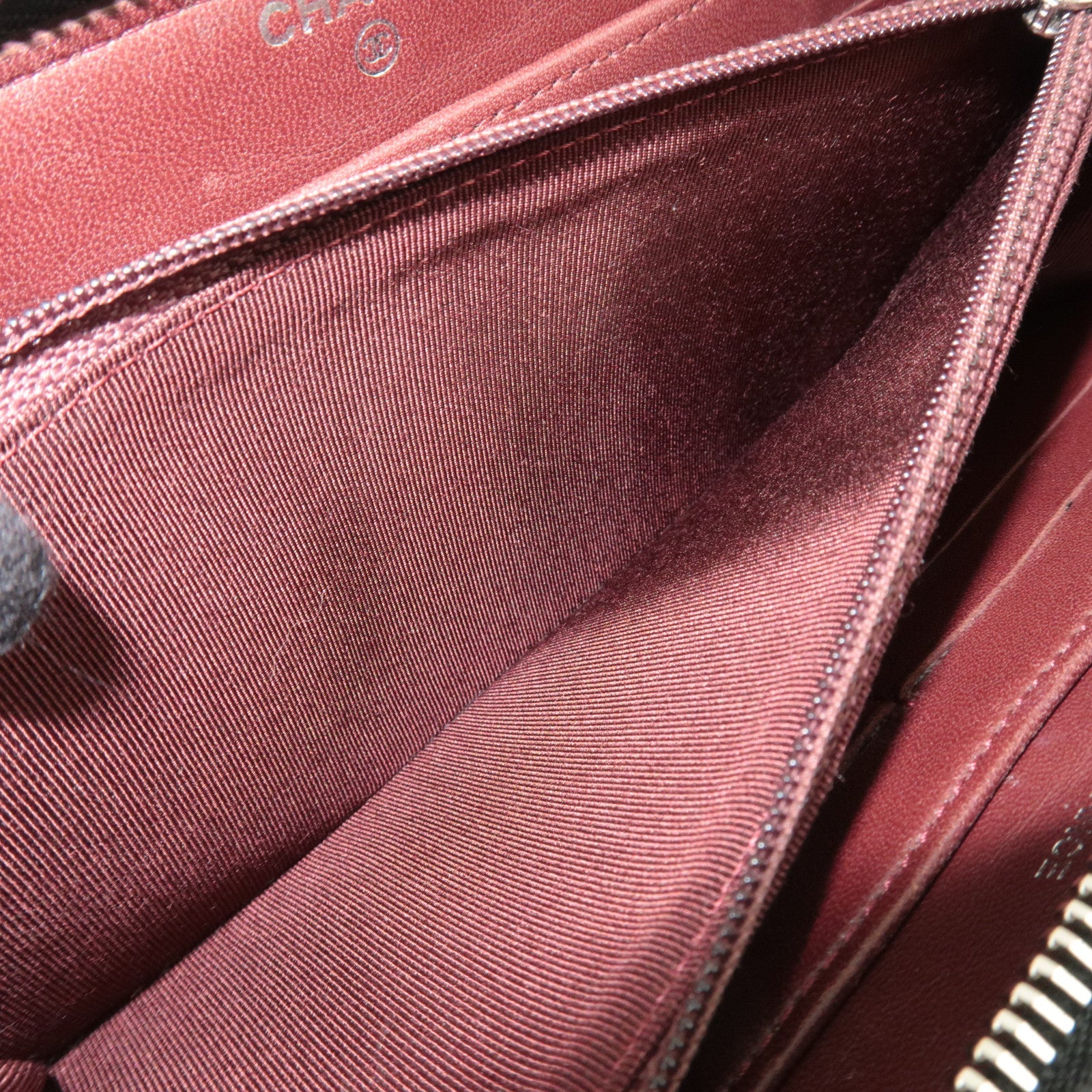 CHANEL Matelasse Round Zipper Long Wallet Lambskin Black Silver HDW 15790056 *G card