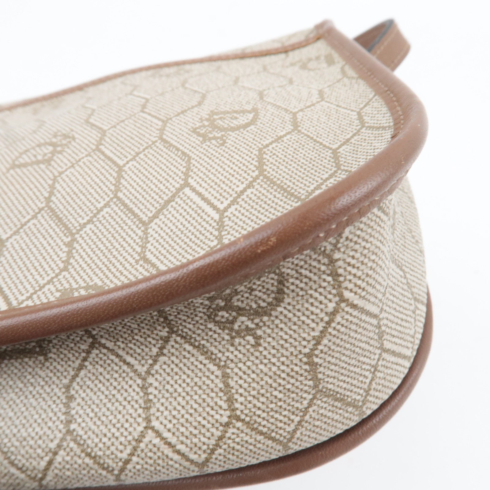 Christian Dior Honeycomb Mini Shoulder Bag PVC Leather Beige Brown