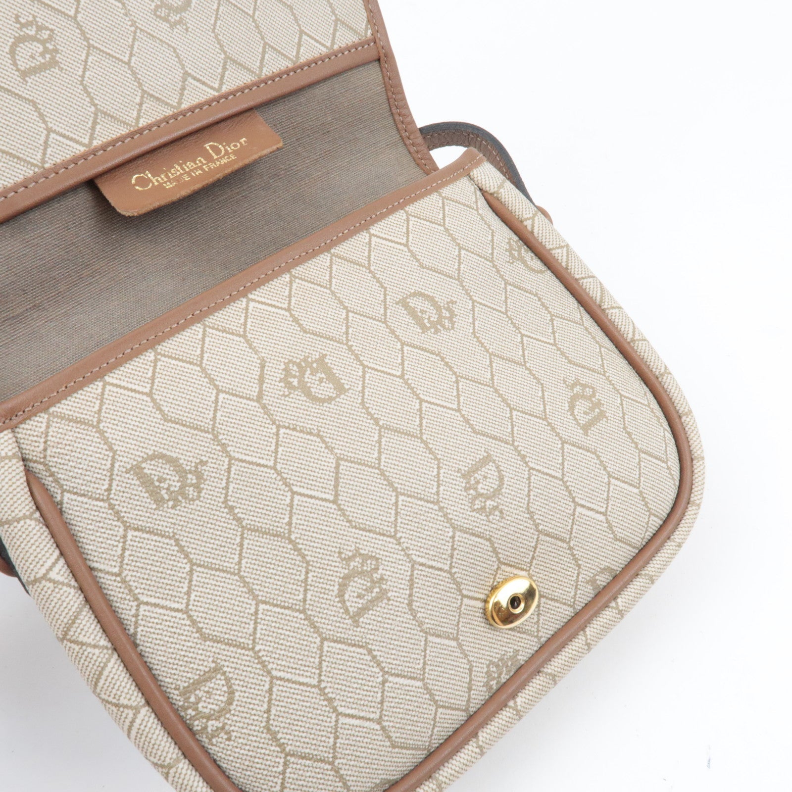 Christian Dior Honeycomb Mini Shoulder Bag PVC Leather Beige Brown