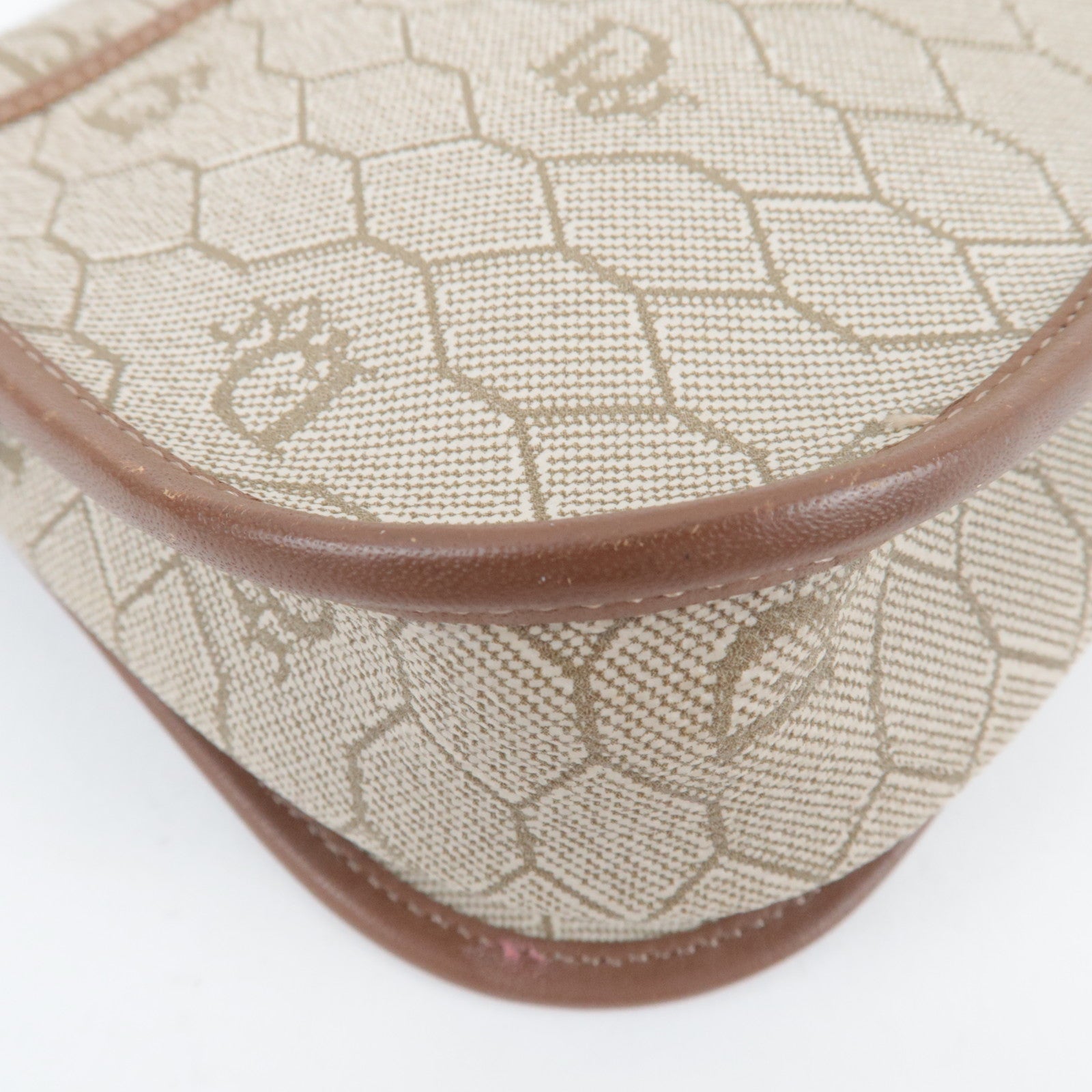Christian Dior Honeycomb Mini Shoulder Bag PVC Leather Beige Brown