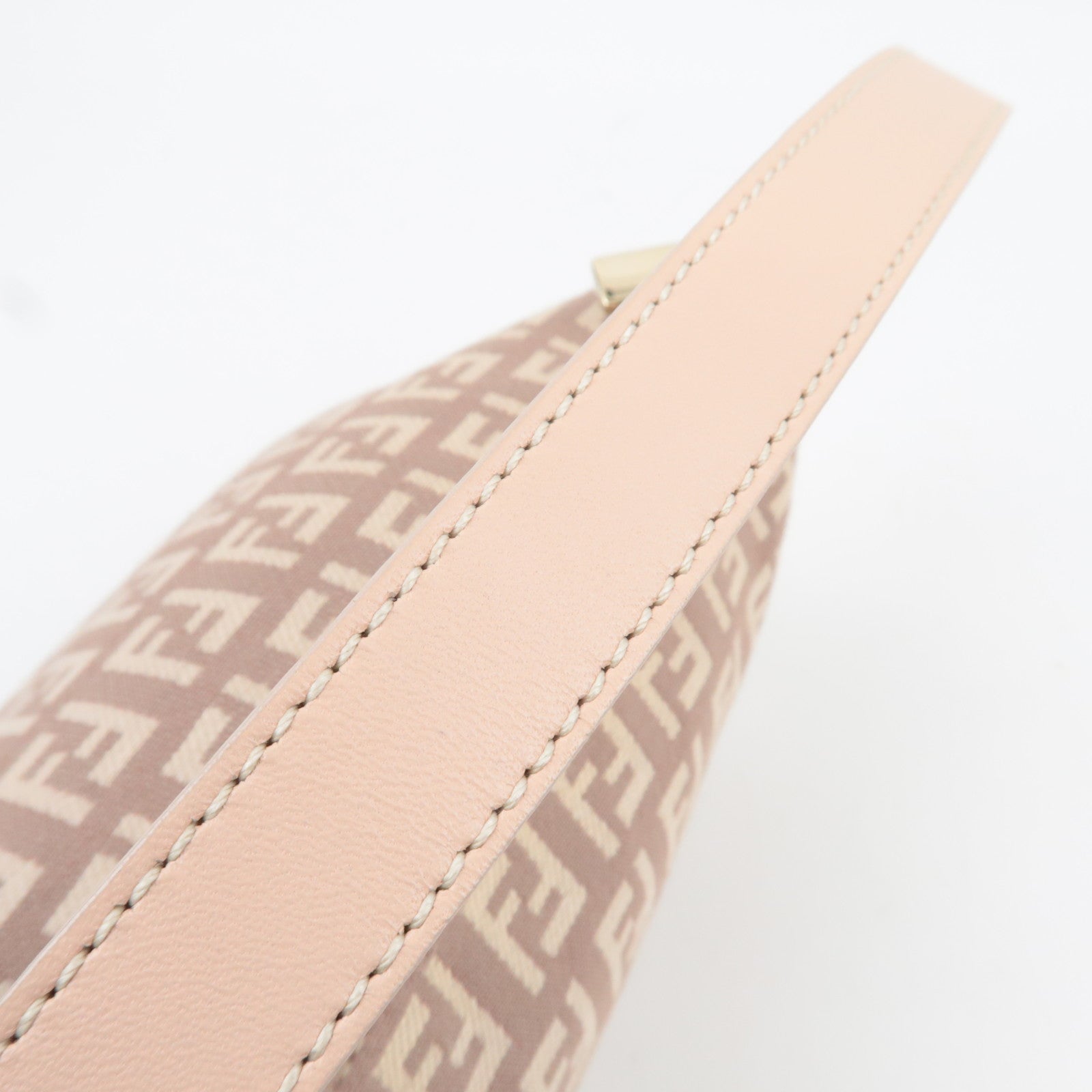 FENDI Zucchino Shoulder Bag Canvas Leather Pink 8BR444