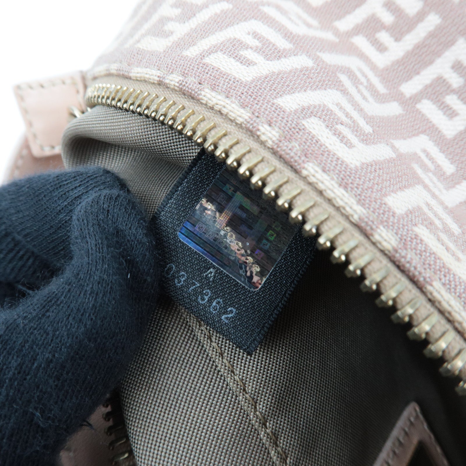 FENDI Zucchino Shoulder Bag Canvas Leather Pink 8BR444