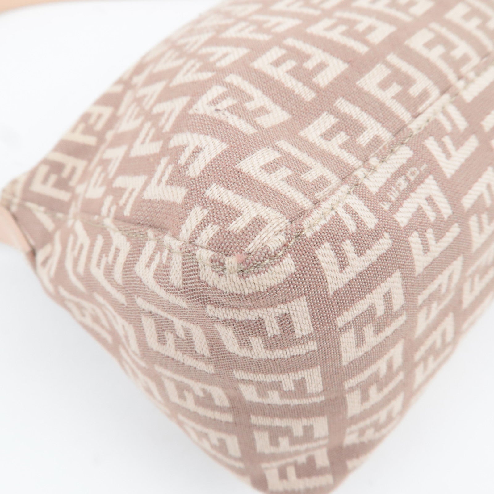 FENDI Zucchino Shoulder Bag Canvas Leather Pink 8BR444