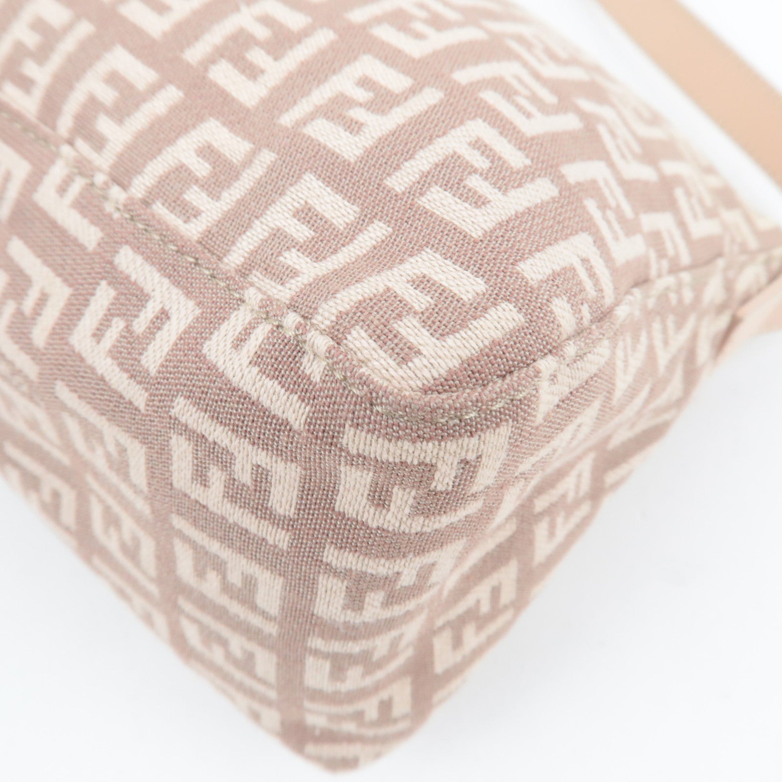 FENDI Zucchino Shoulder Bag Canvas Leather Pink 8BR444