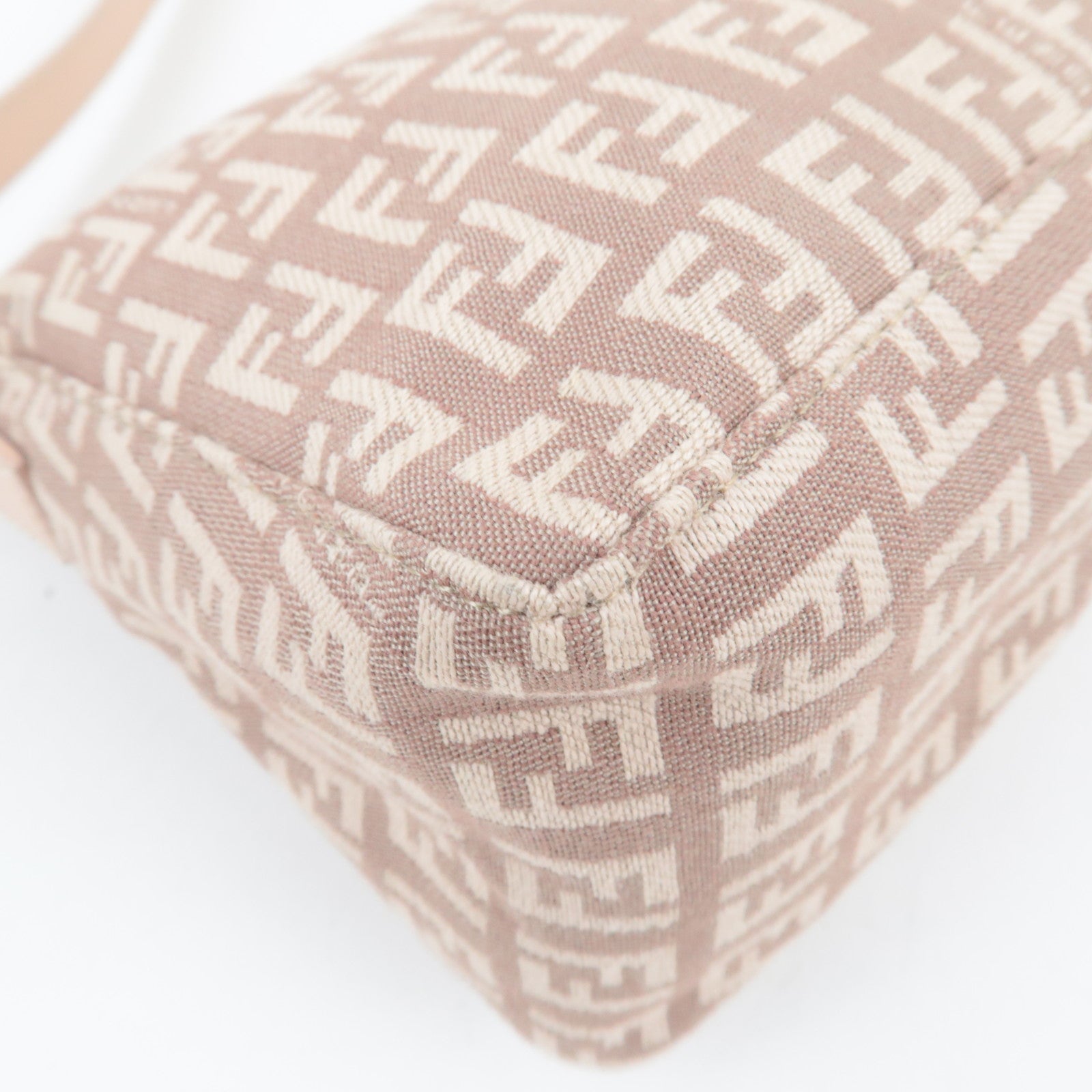 FENDI Zucchino Shoulder Bag Canvas Leather Pink 8BR444