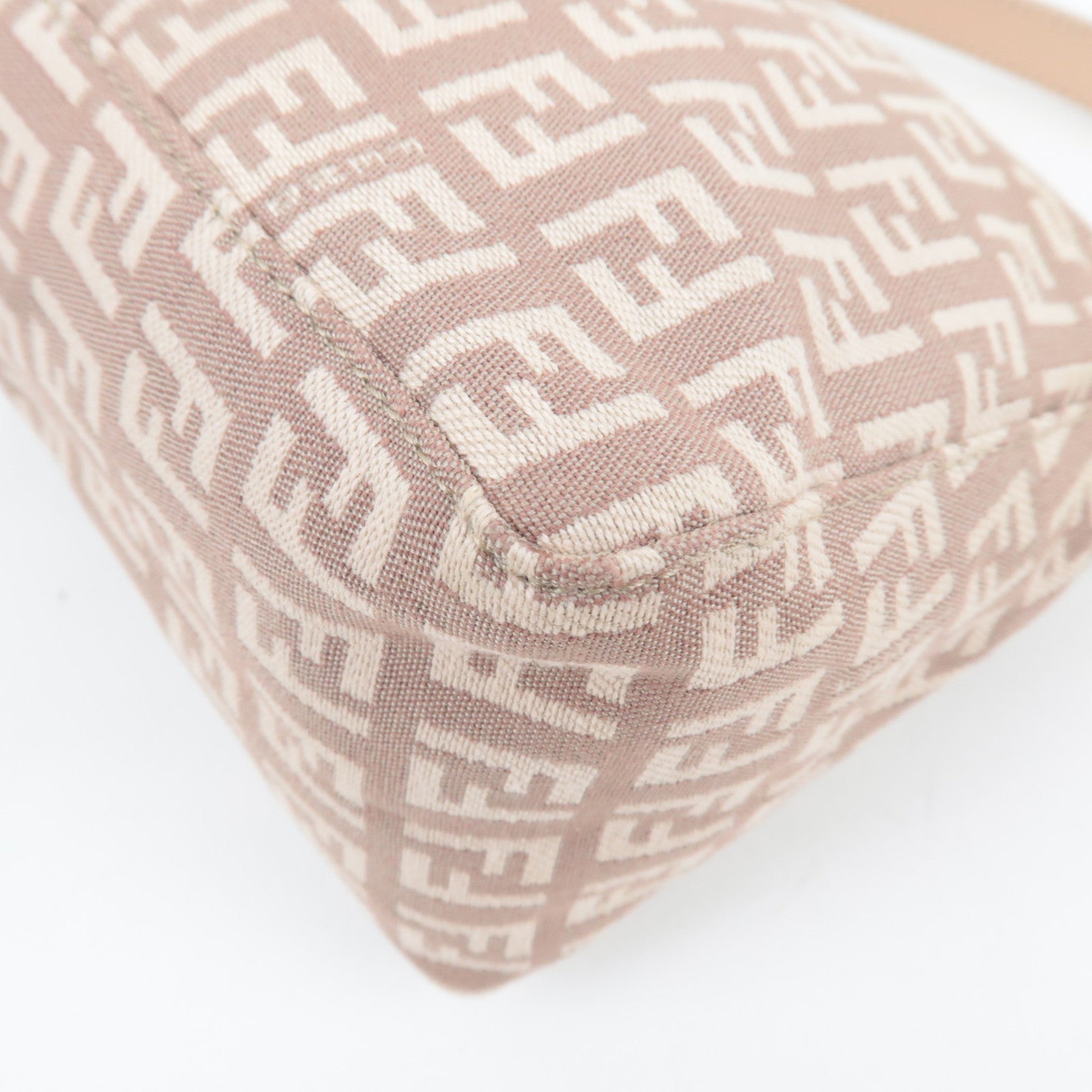 FENDI Zucchino Shoulder Bag Canvas Leather Pink 8BR444