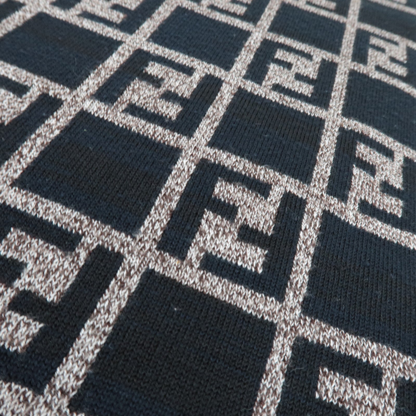FENDI Zucca Knit Scarf Black Brown
