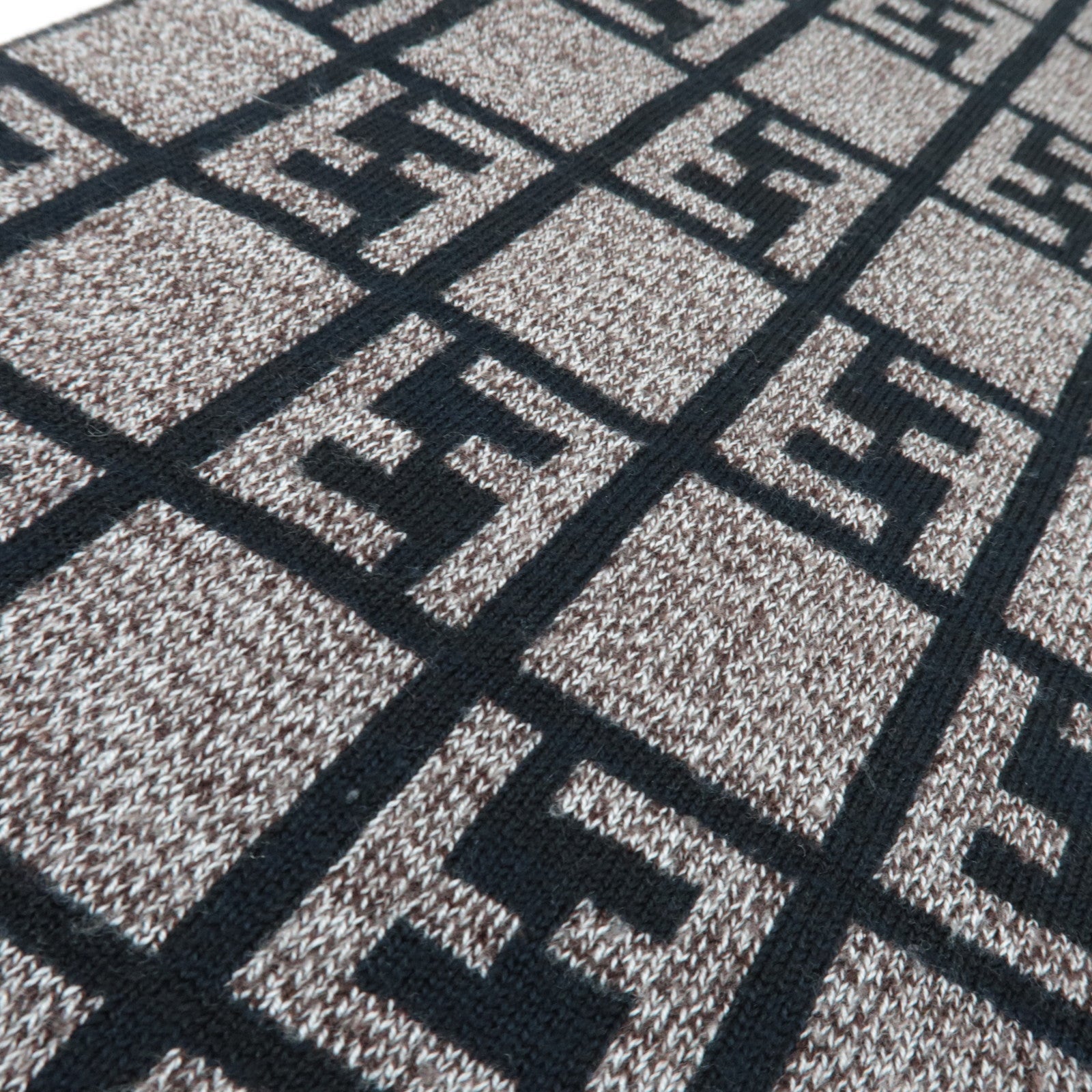 FENDI Zucca Knit Scarf Black Brown