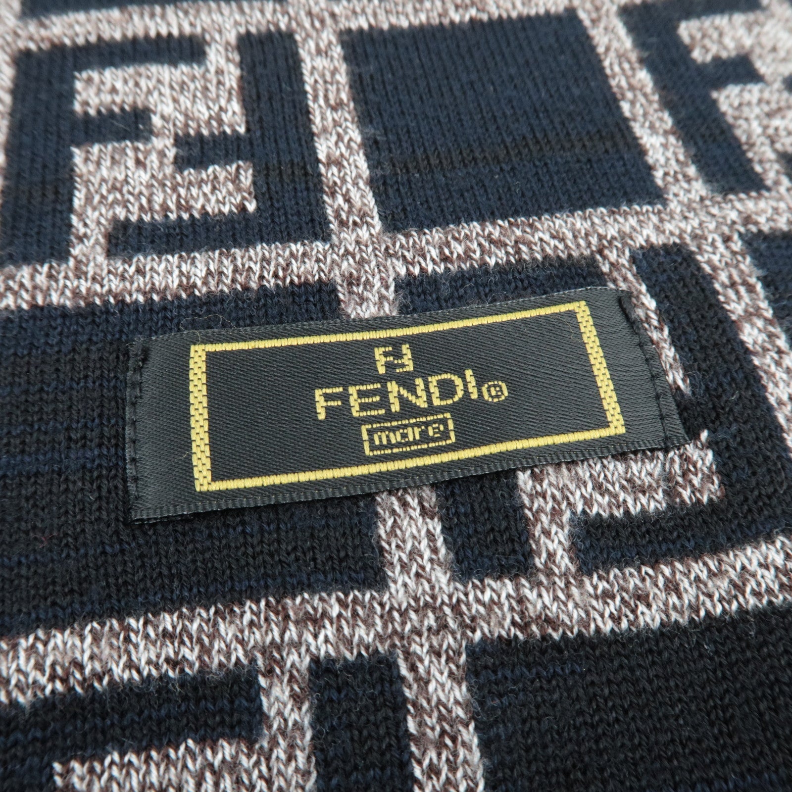 FENDI Zucca Knit Scarf Black Brown