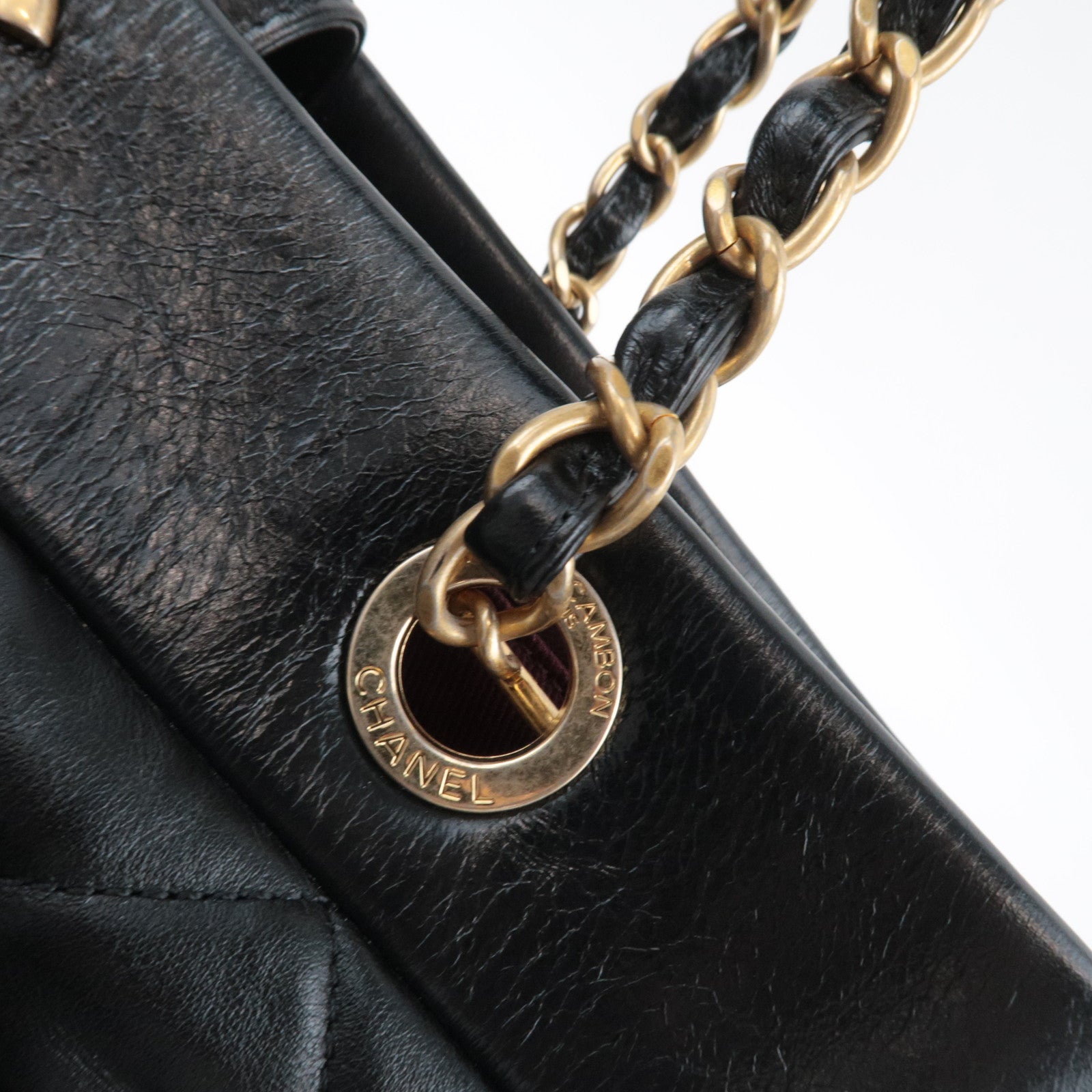 CHANEL Matelasse Chain Tote Bag Lambskin Black Gold HDW A66415 18364637 *Dust bag, G card