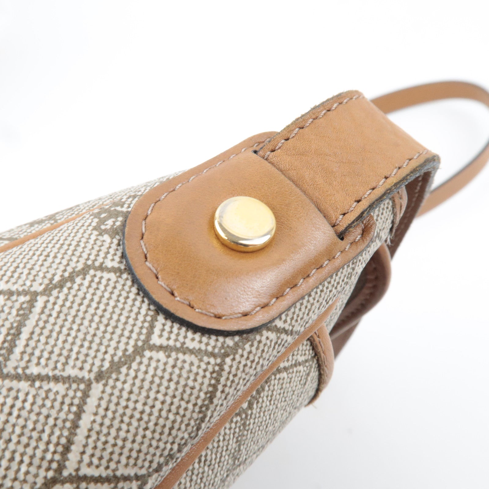 Christian Dior Honeycomb Shoulder Bag PVC Leather Beige Brown