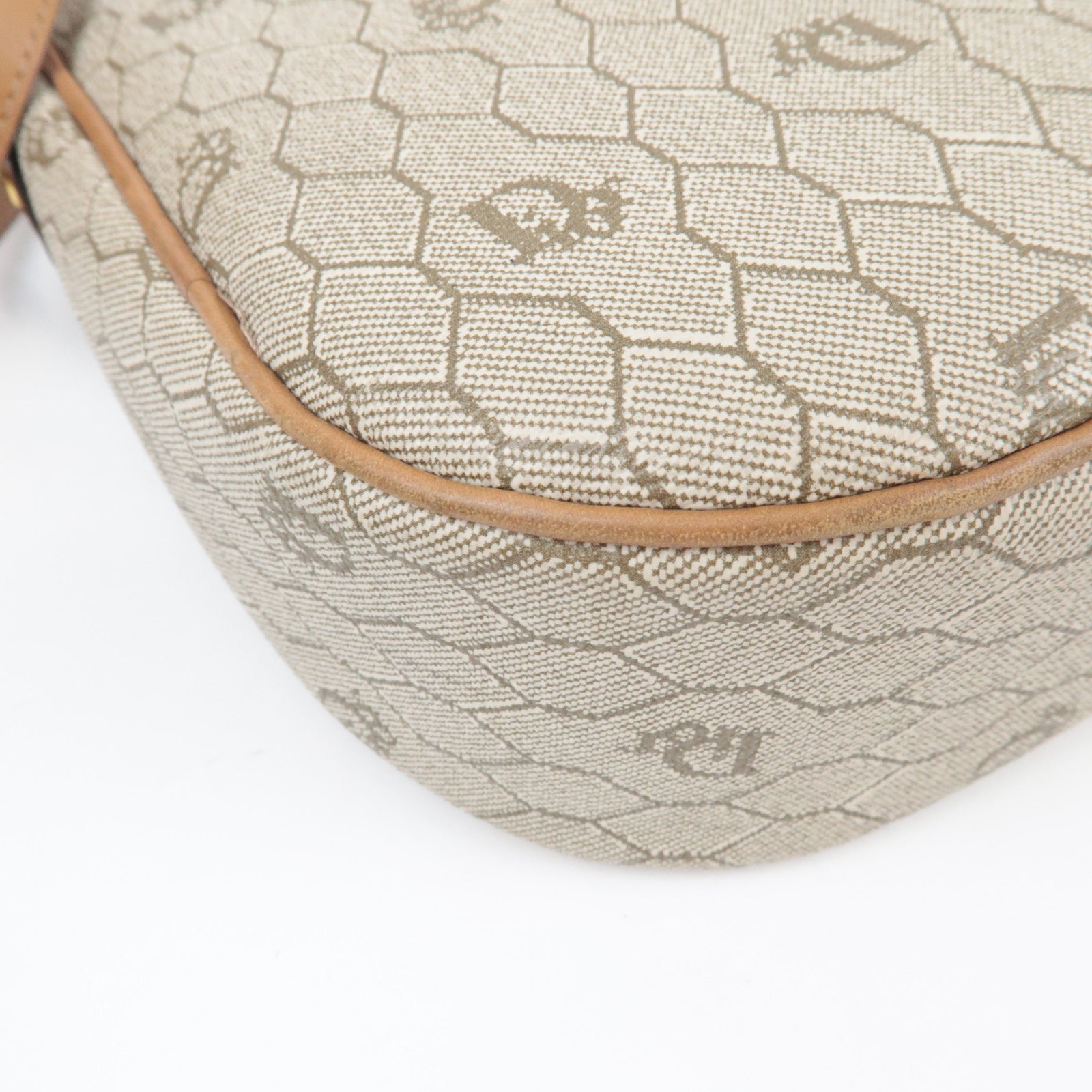 Christian Dior Honeycomb Shoulder Bag PVC Leather Beige Brown