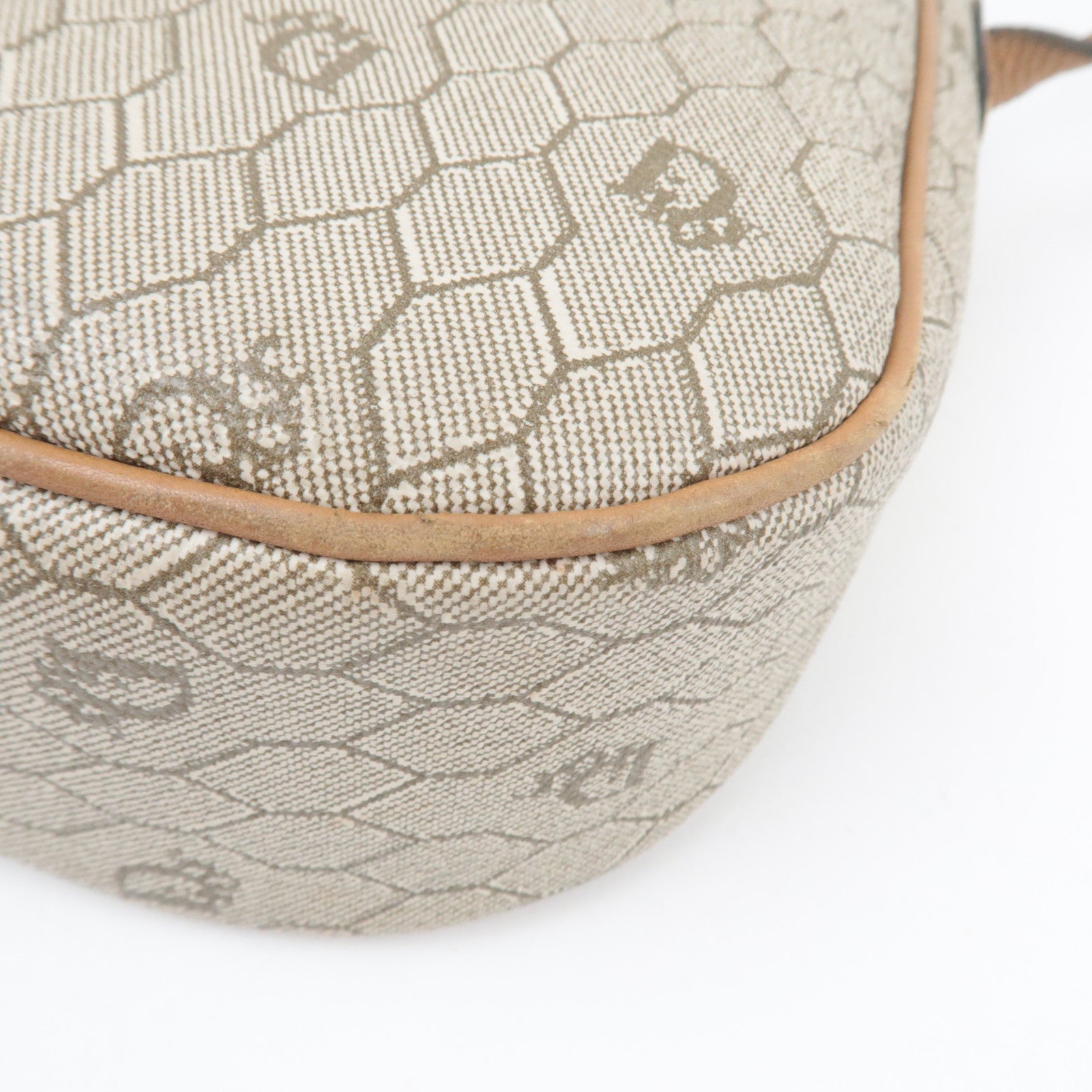 Christian Dior Honeycomb Shoulder Bag PVC Leather Beige Brown