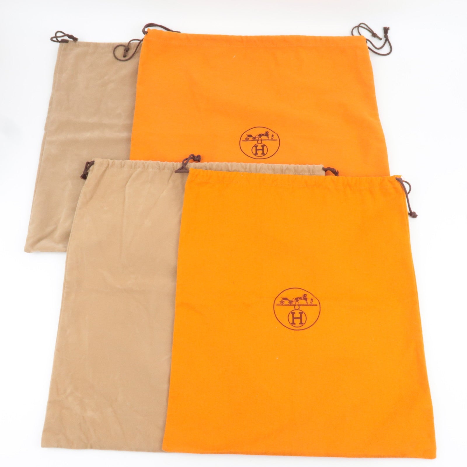 HERMES Set of 5 Dust Bag Cotton Orange Brown
