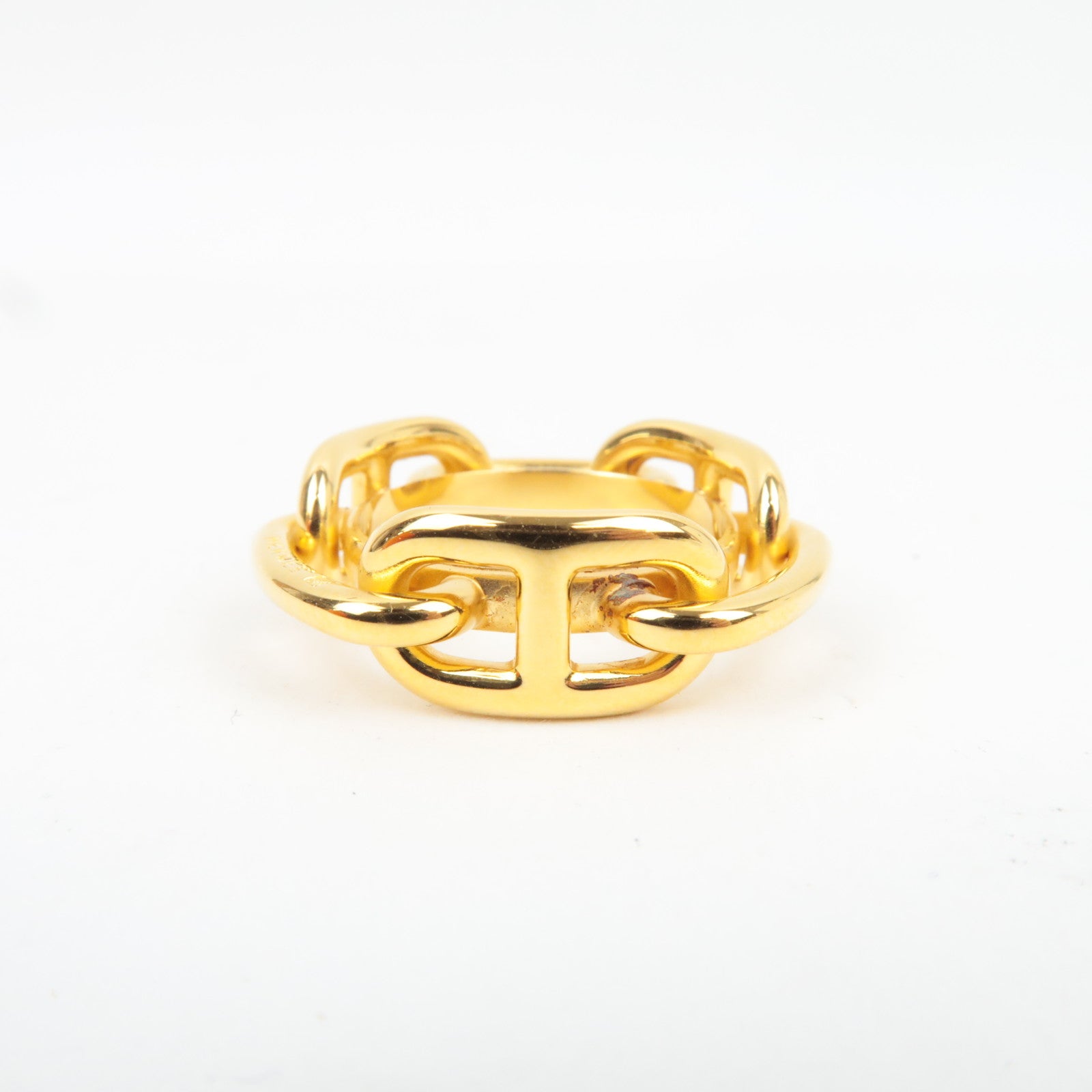 HERMES Chaine D'Ancre Scarf Ring Metal Gold *Box