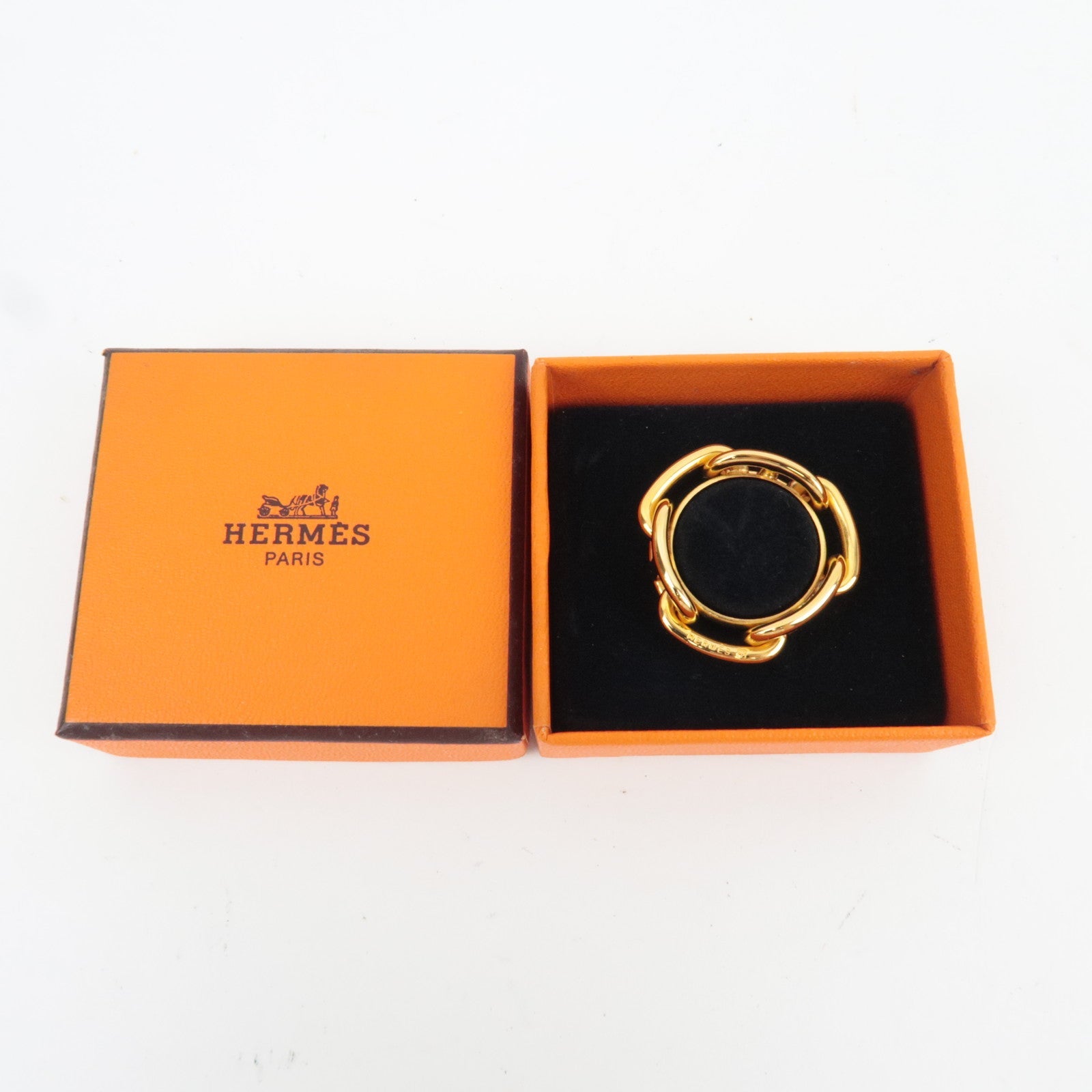 HERMES Chaine D'Ancre Scarf Ring Metal Gold *Box