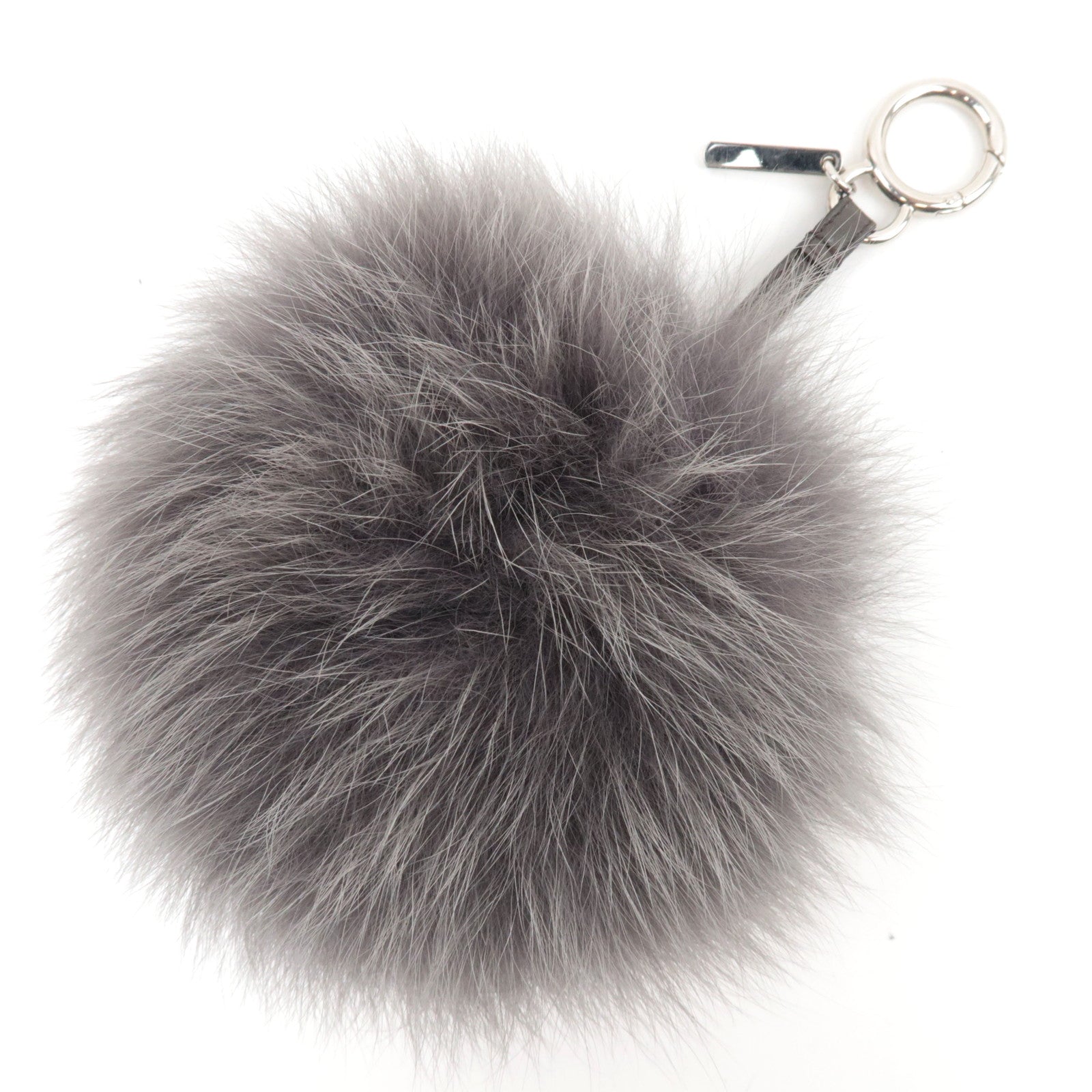 FENDI ABCharm Initial "S" Pompom Fur Bag Charm Gray Yellow