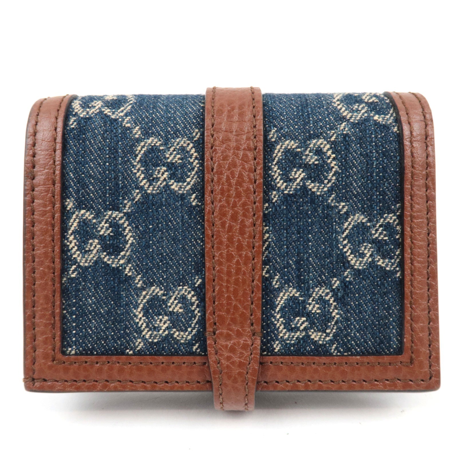 GUCCI Jackie 1961 Bifold Wallet GG Denim Leather Navy 645536 *Box, Dust bag