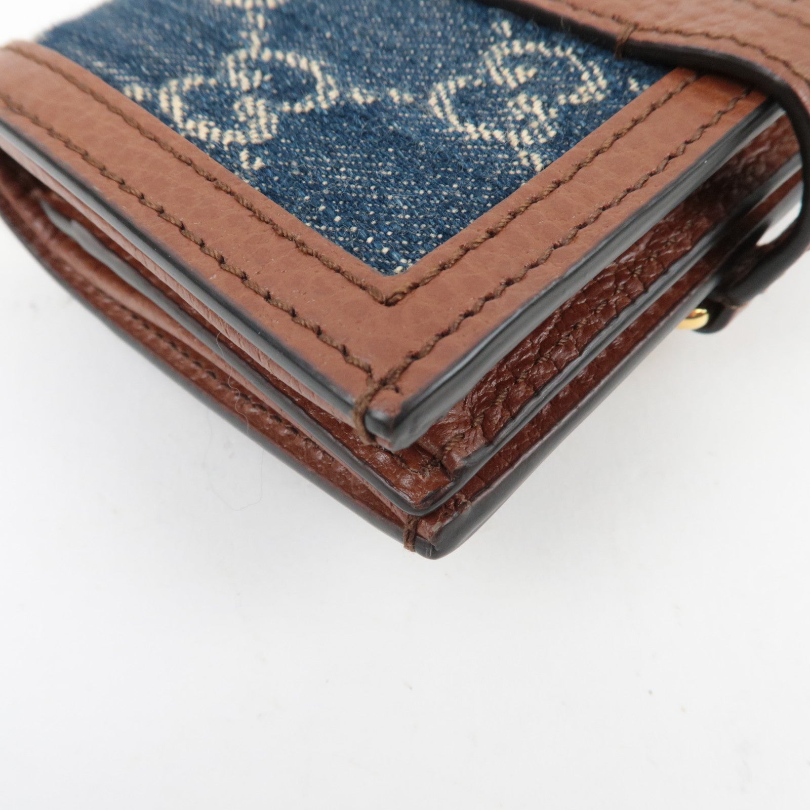 GUCCI Jackie 1961 Bifold Wallet GG Denim Leather Navy 645536 *Box, Dust bag