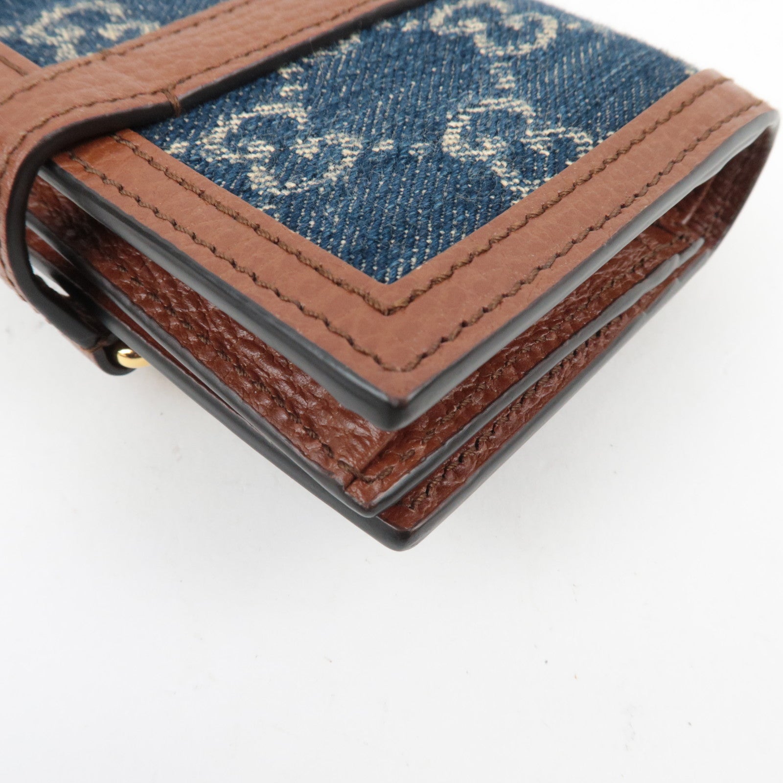 GUCCI Jackie 1961 Bifold Wallet GG Denim Leather Navy 645536 *Box, Dust bag