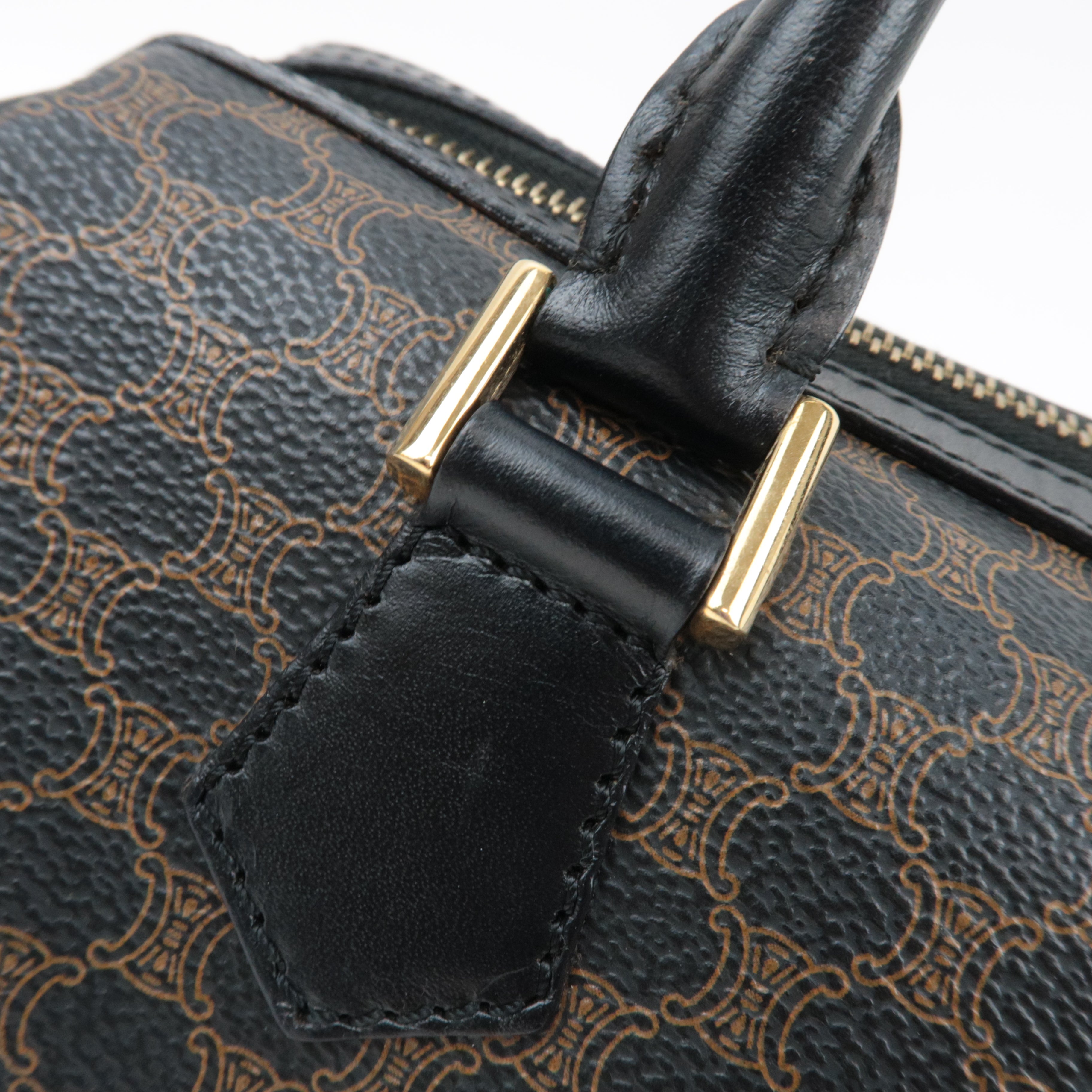 CELINE Macadam Boston Bag PVC Leather Black Brown