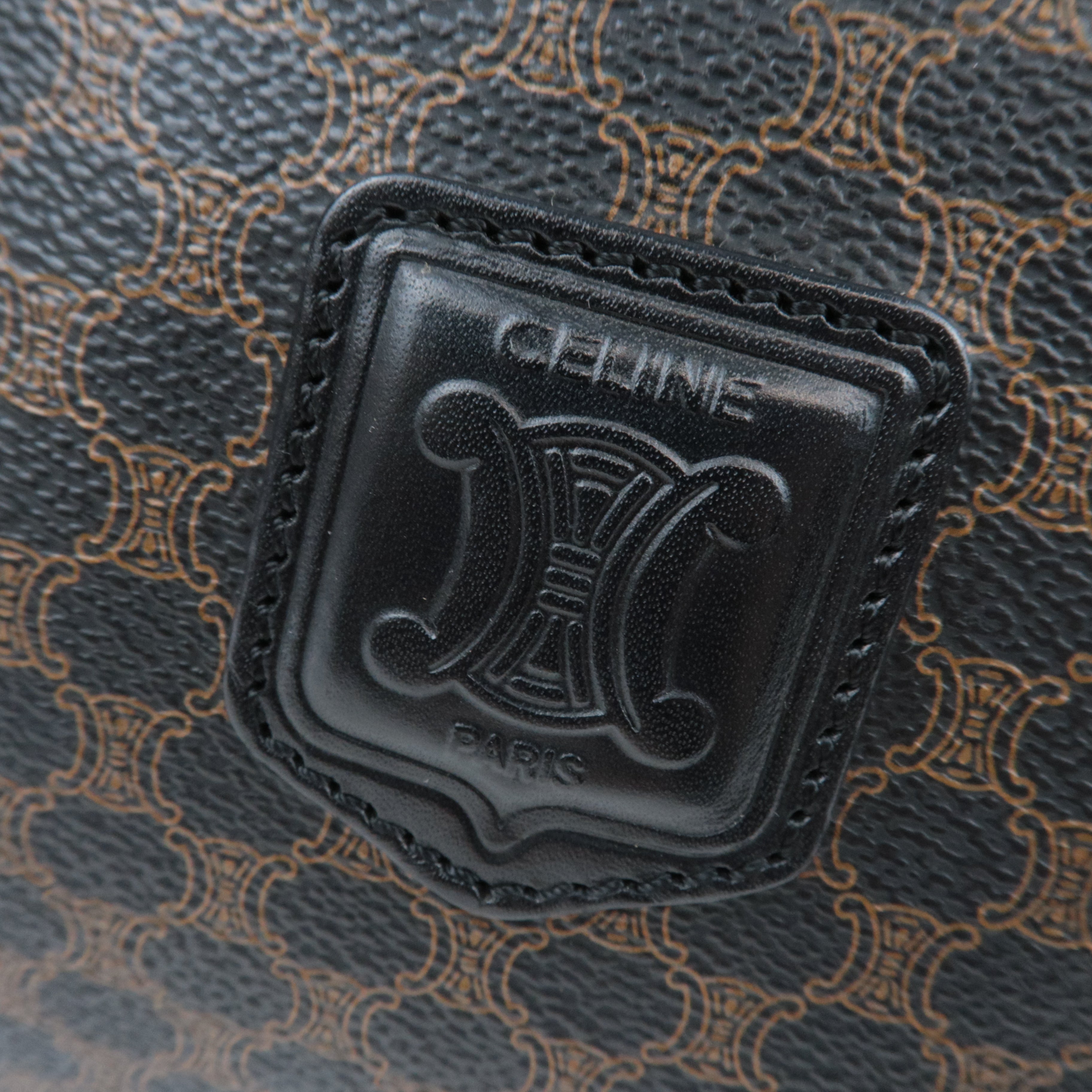 CELINE Macadam Boston Bag PVC Leather Black Brown