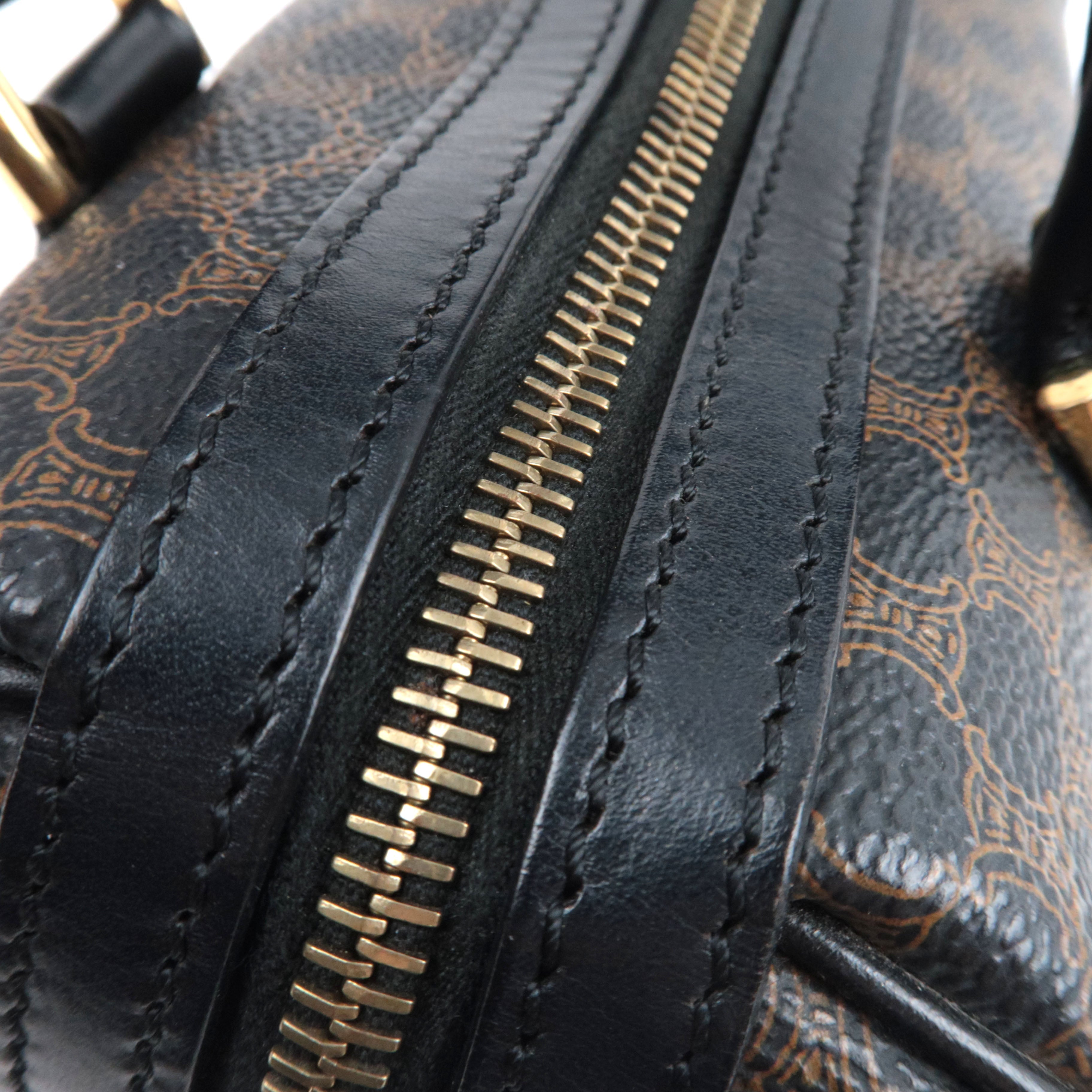 CELINE Macadam Boston Bag PVC Leather Black Brown