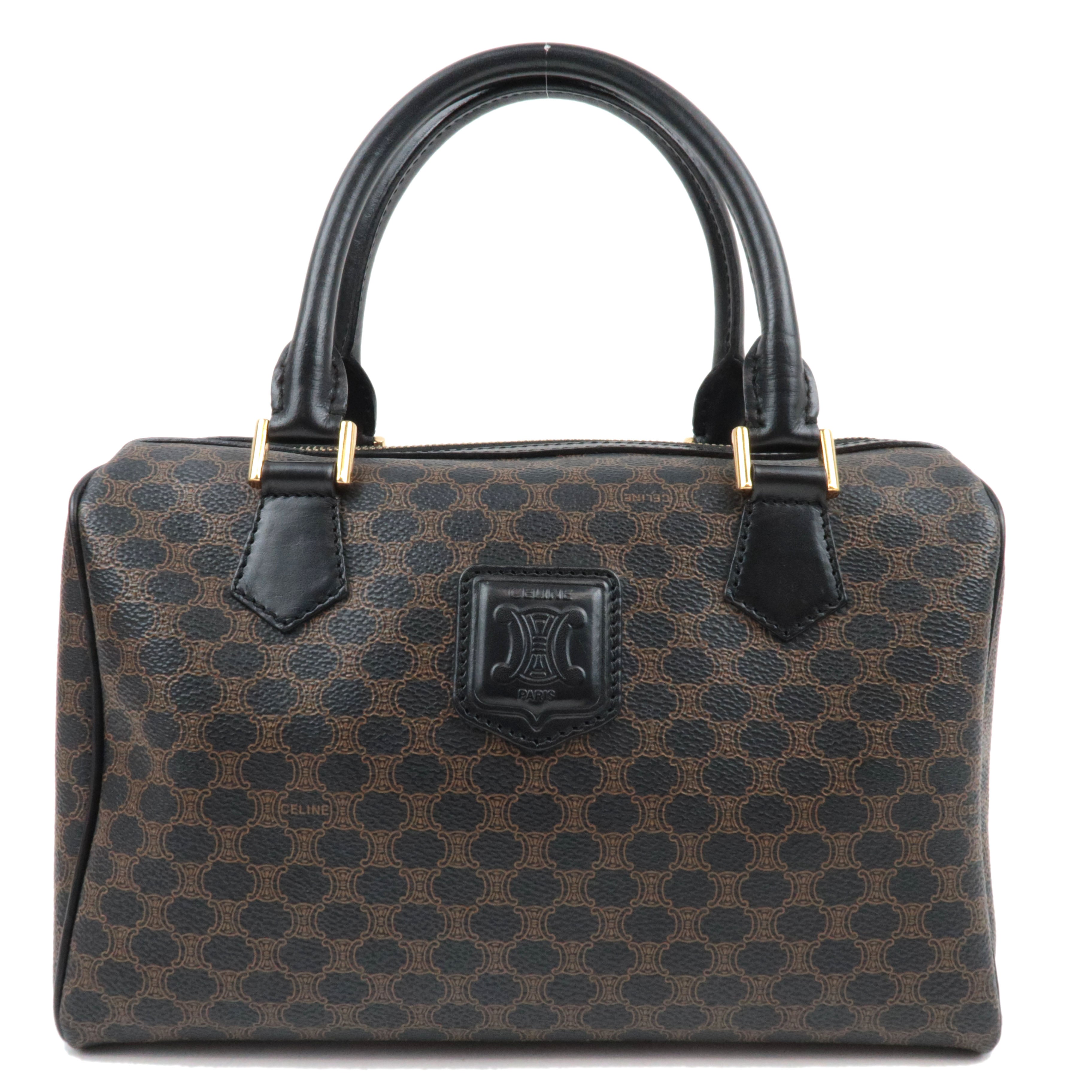 CELINE Macadam Boston Bag PVC Leather Black Brown81143