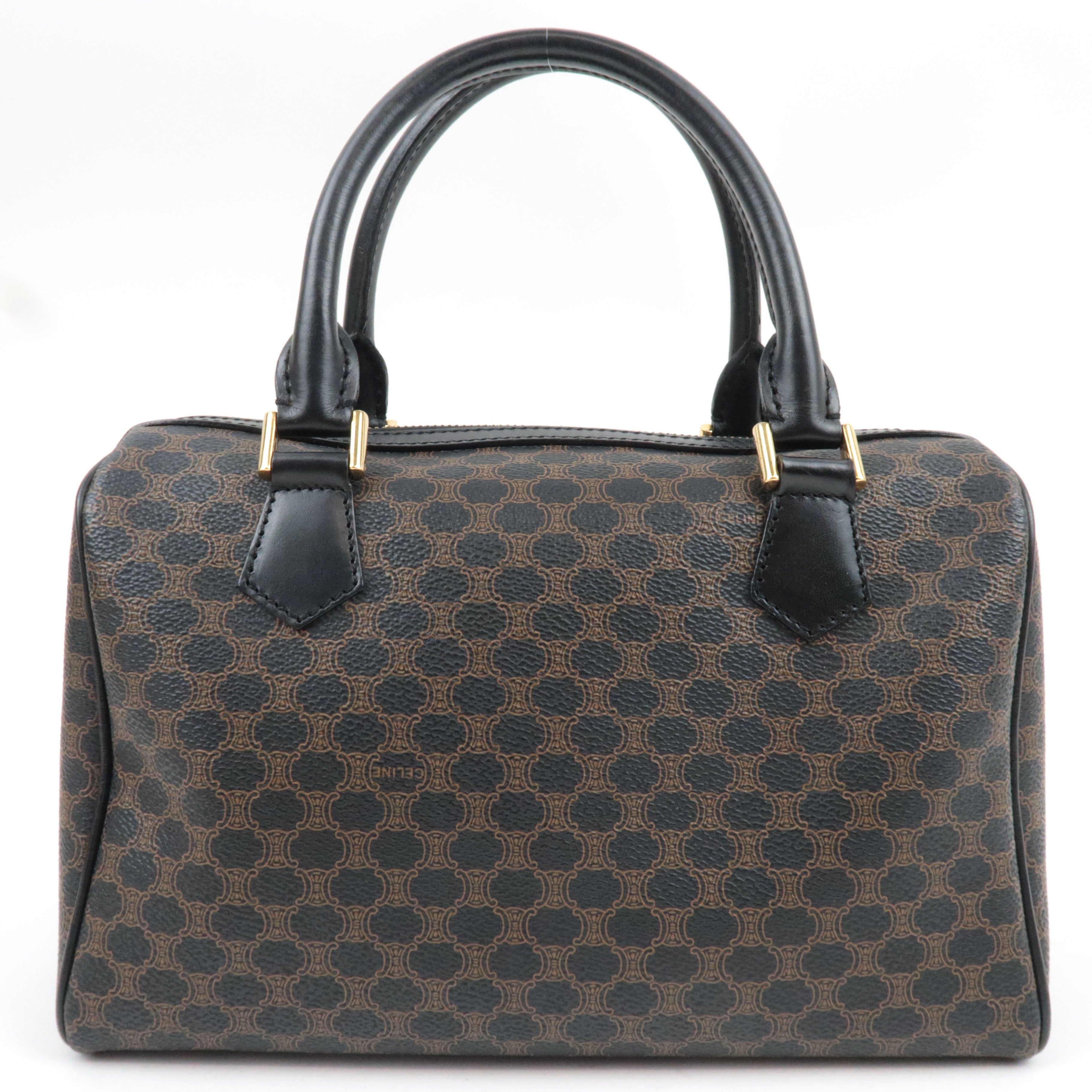 CELINE Macadam Boston Bag PVC Leather Black Brown