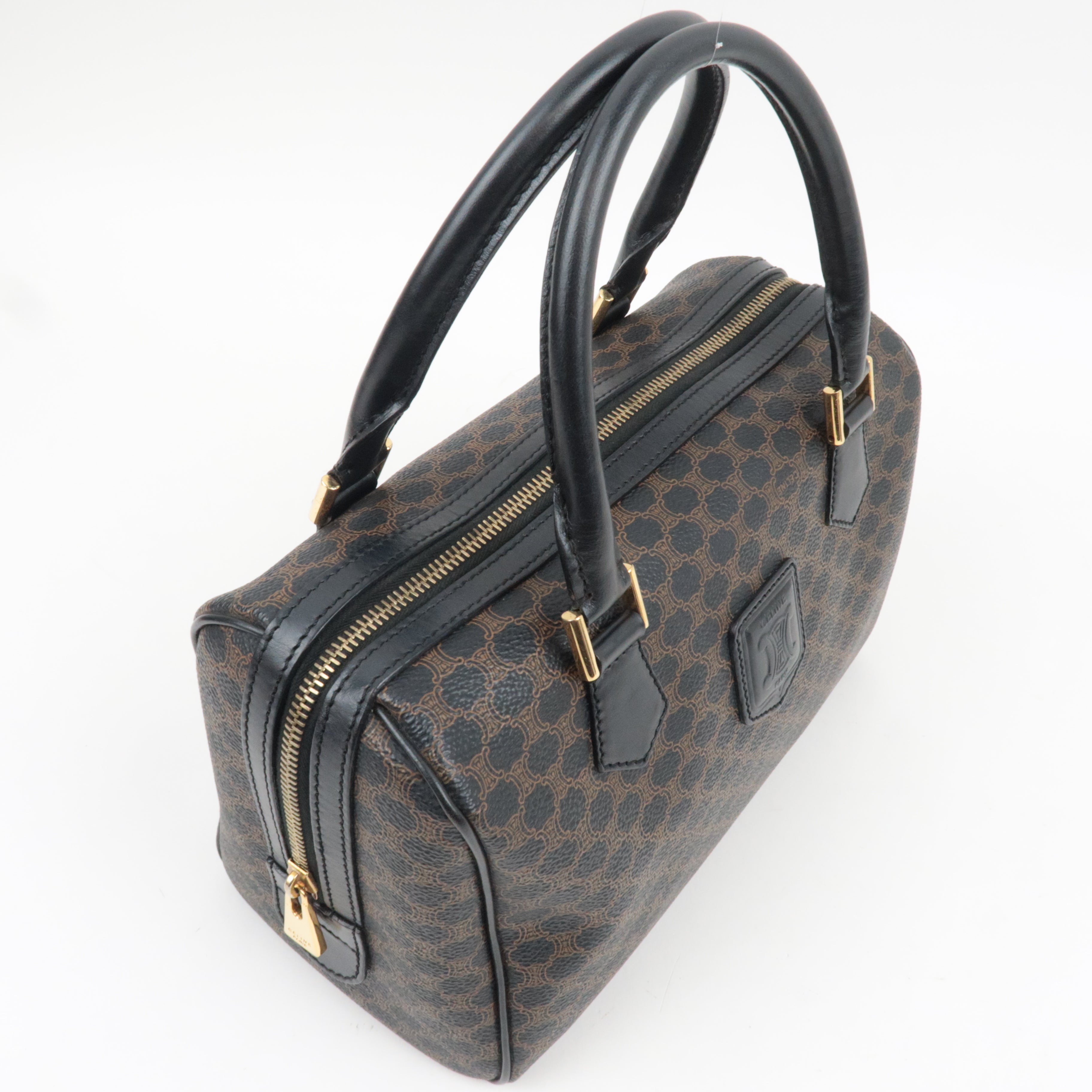 CELINE Macadam Boston Bag PVC Leather Black Brown
