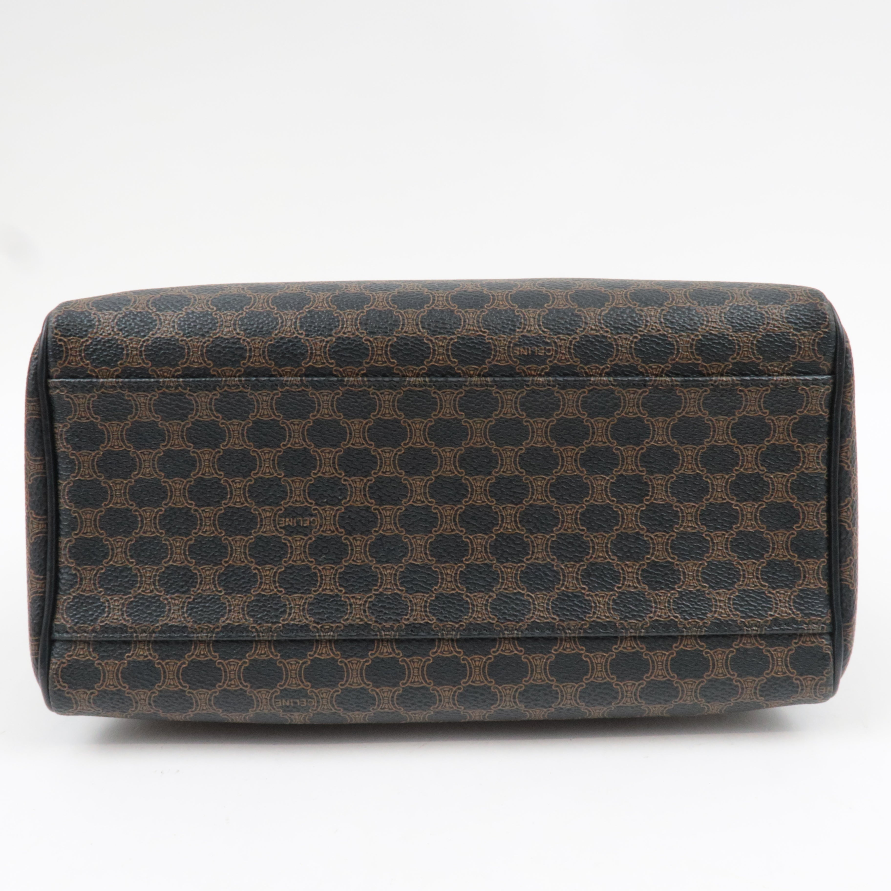 CELINE Macadam Boston Bag PVC Leather Black Brown