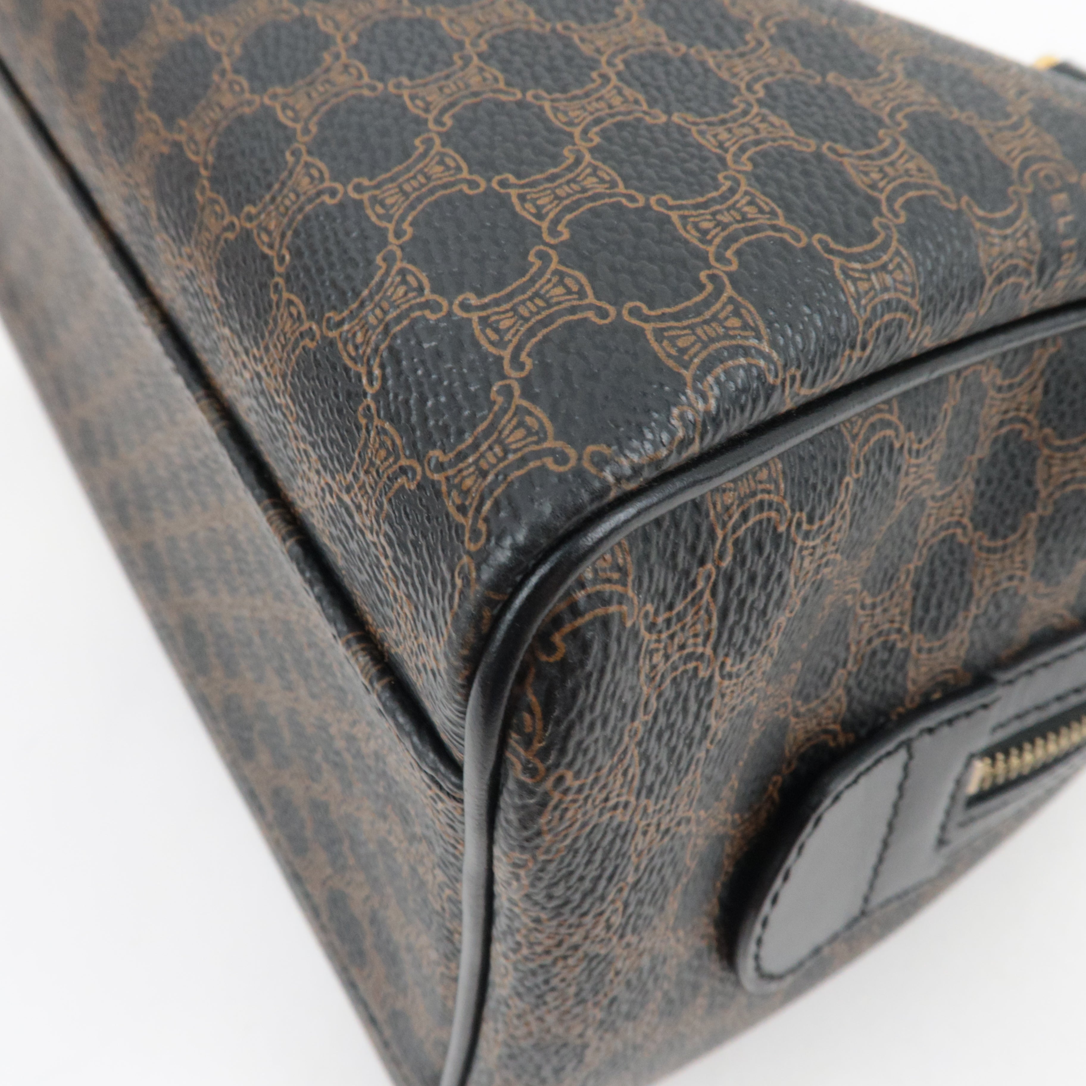 CELINE Macadam Boston Bag PVC Leather Black Brown